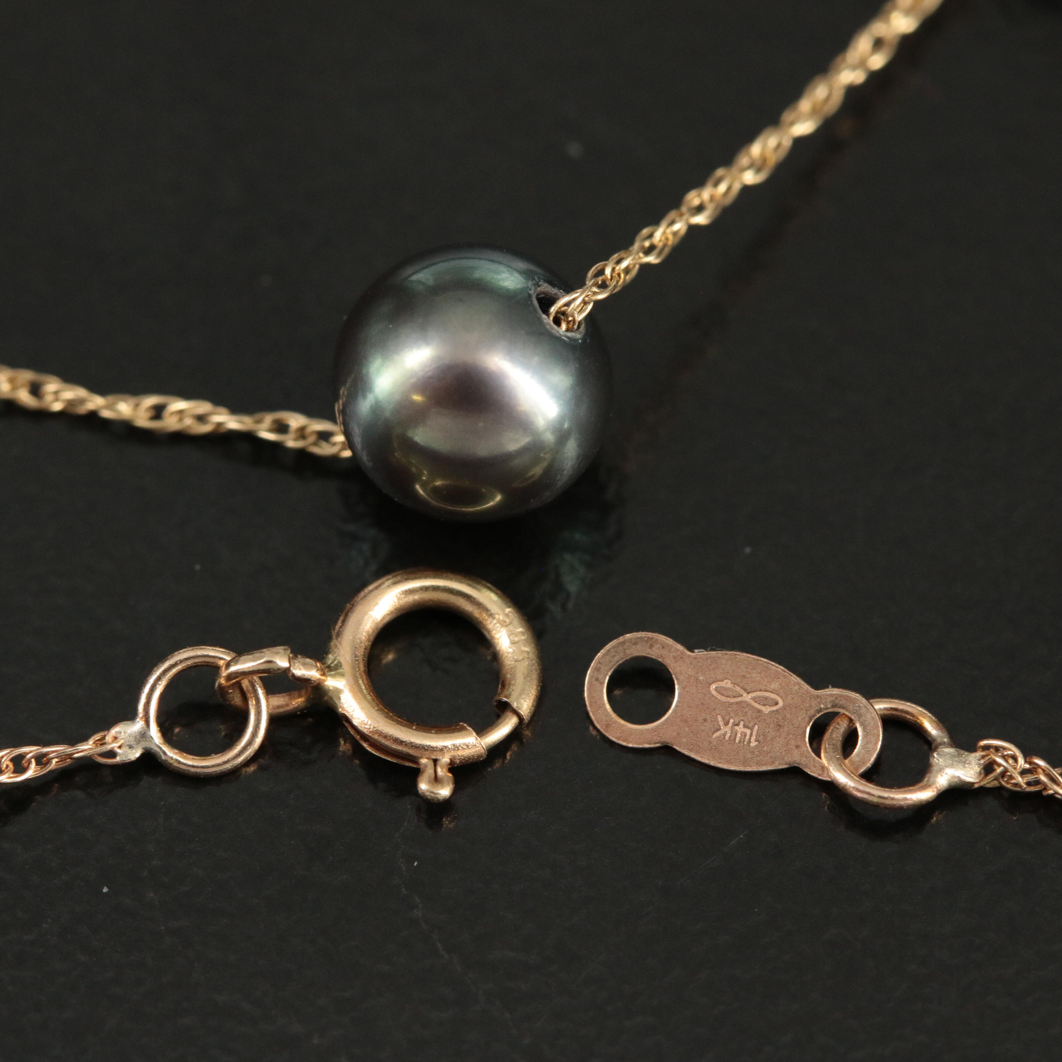 14K Pearl Station Necklace