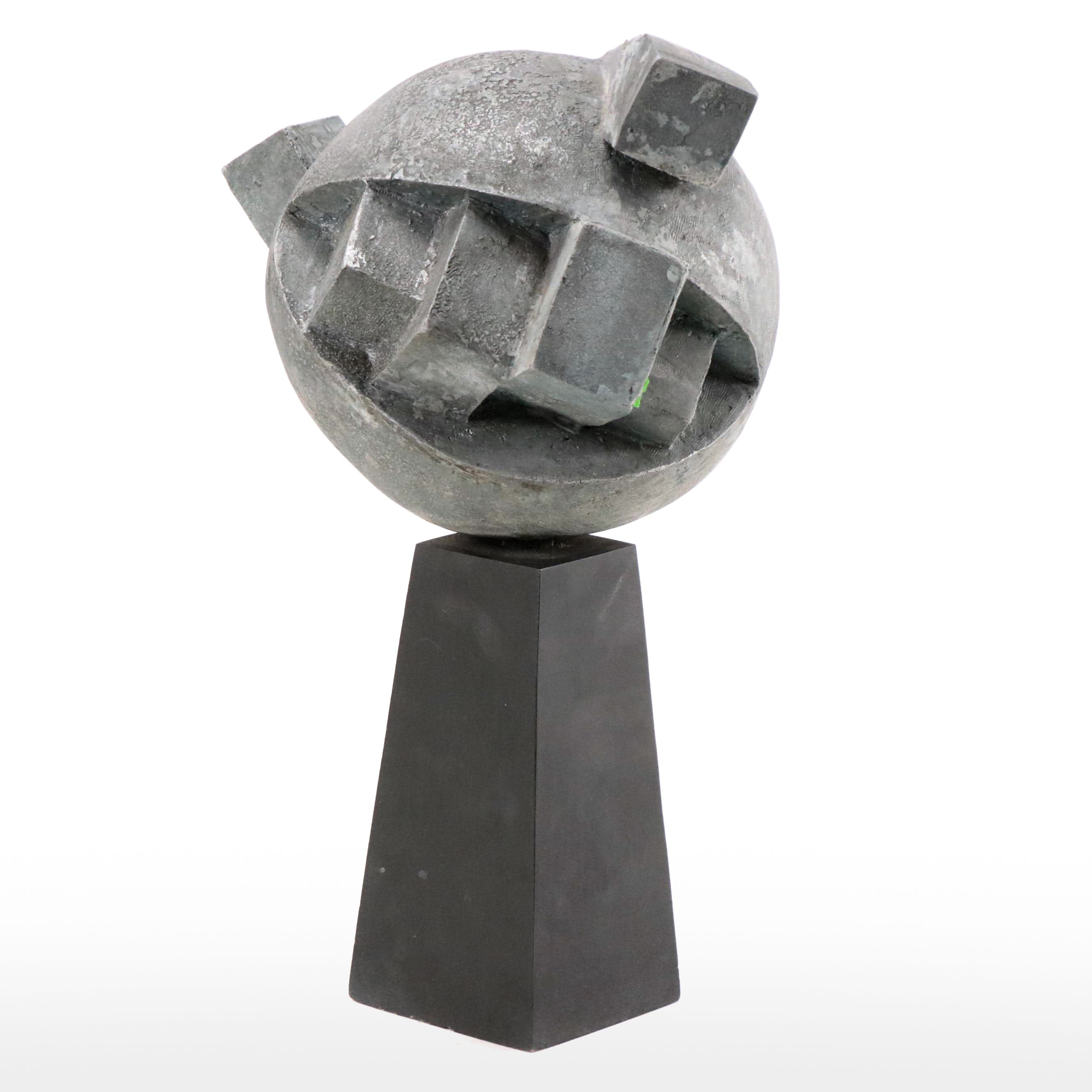 Modernist Geometric Cast Metal Sculpture