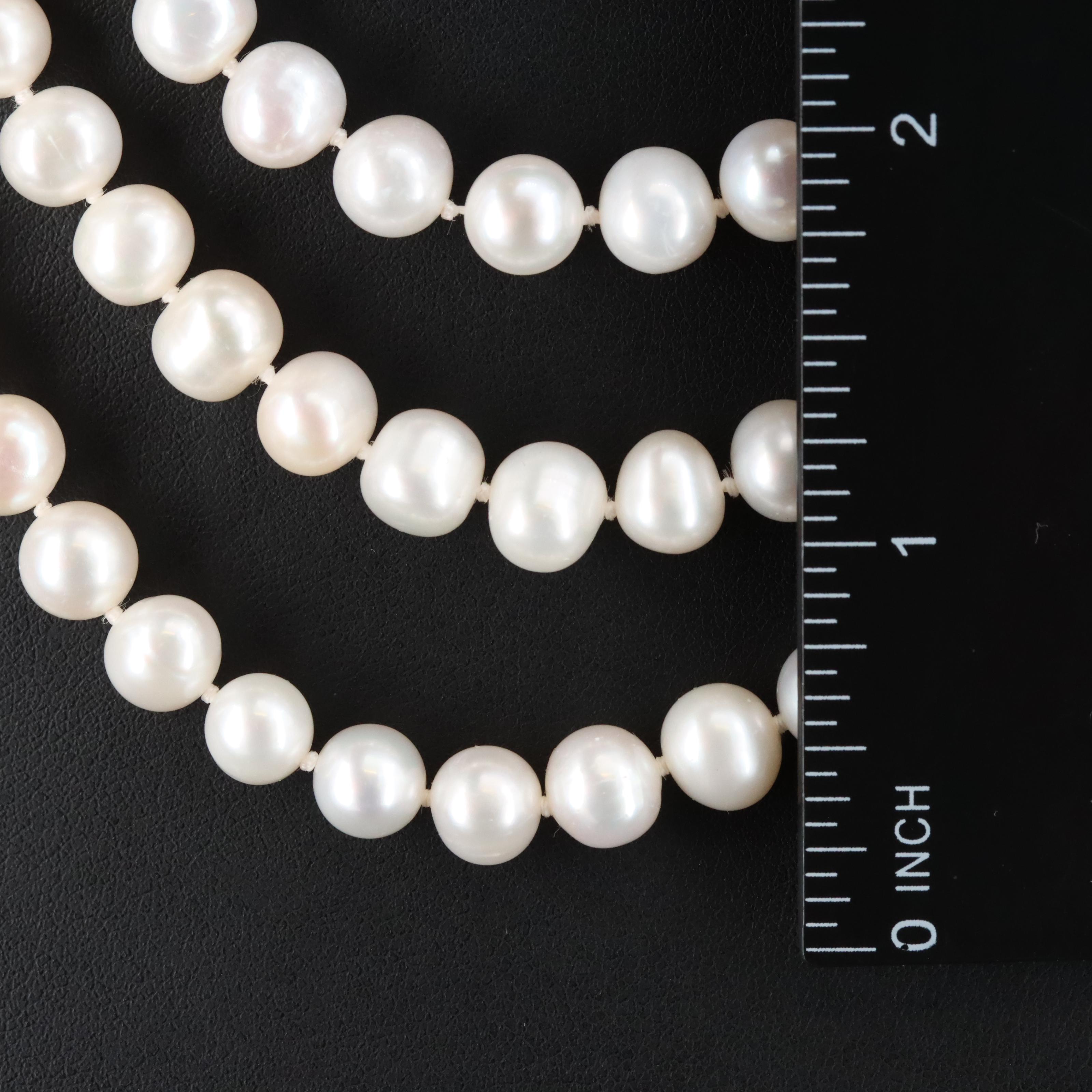Triple Strand Pearl Necklace with Sterling Clasp