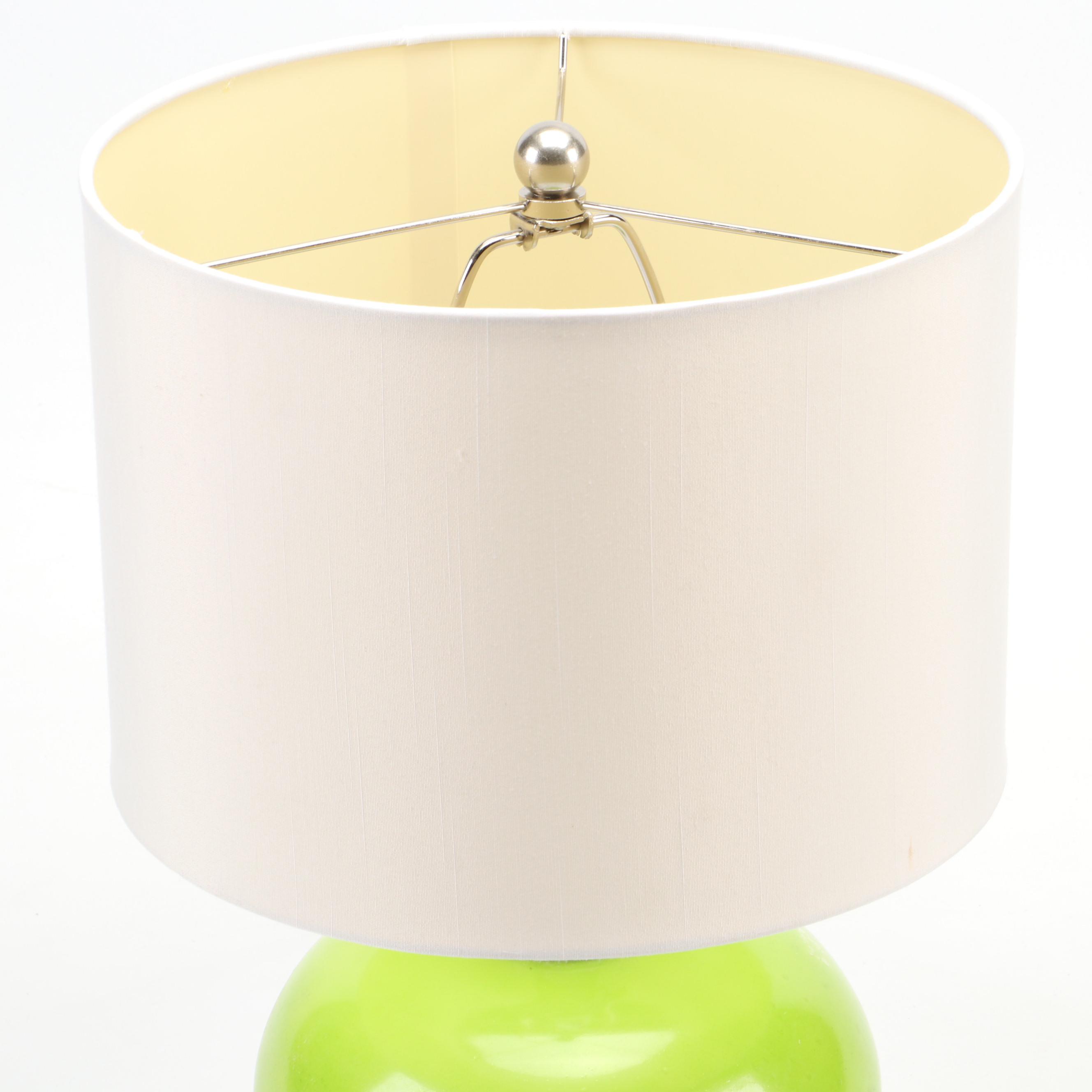 Green Glass and Acrylic Base Table Lamp