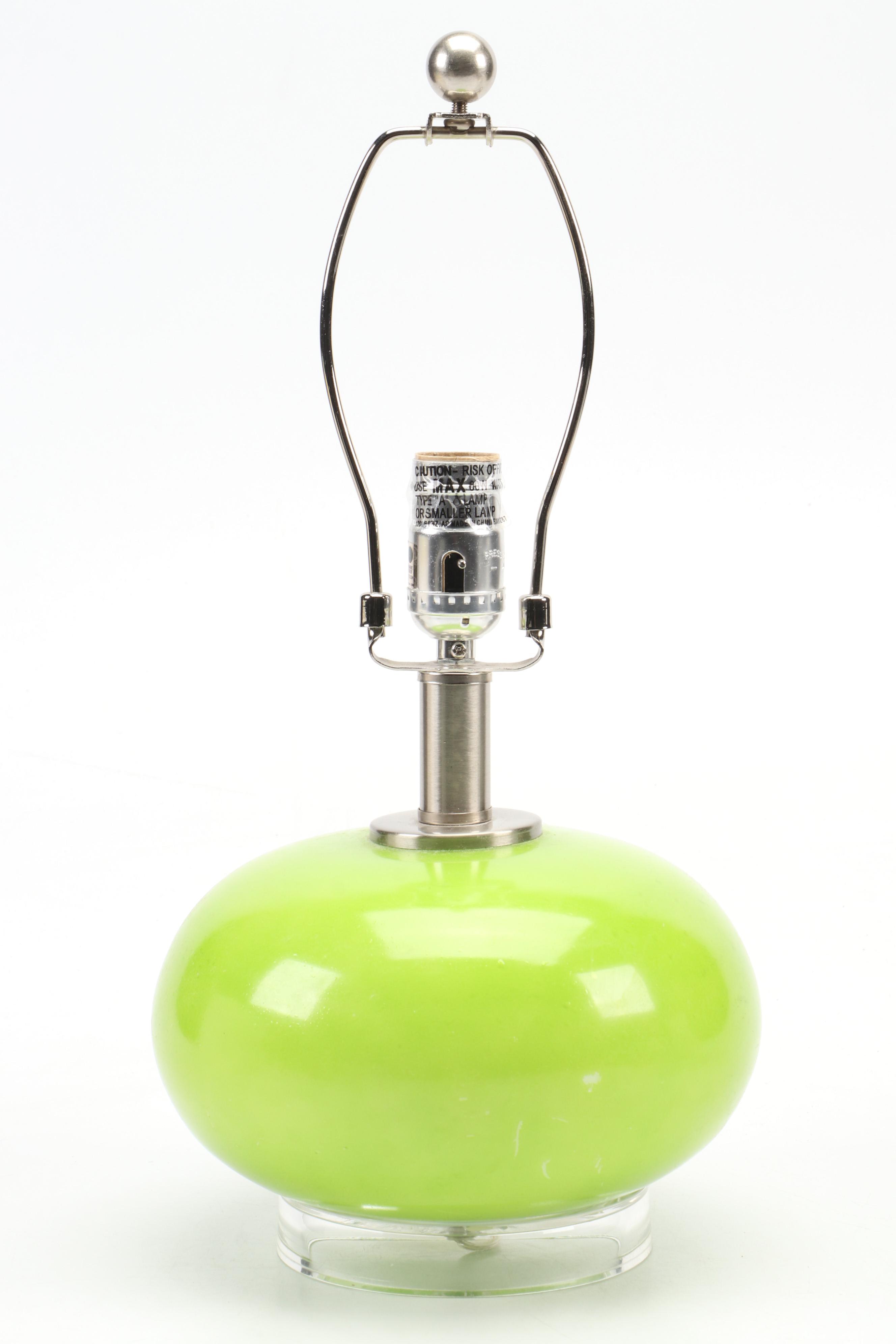 Green Glass and Acrylic Base Table Lamp