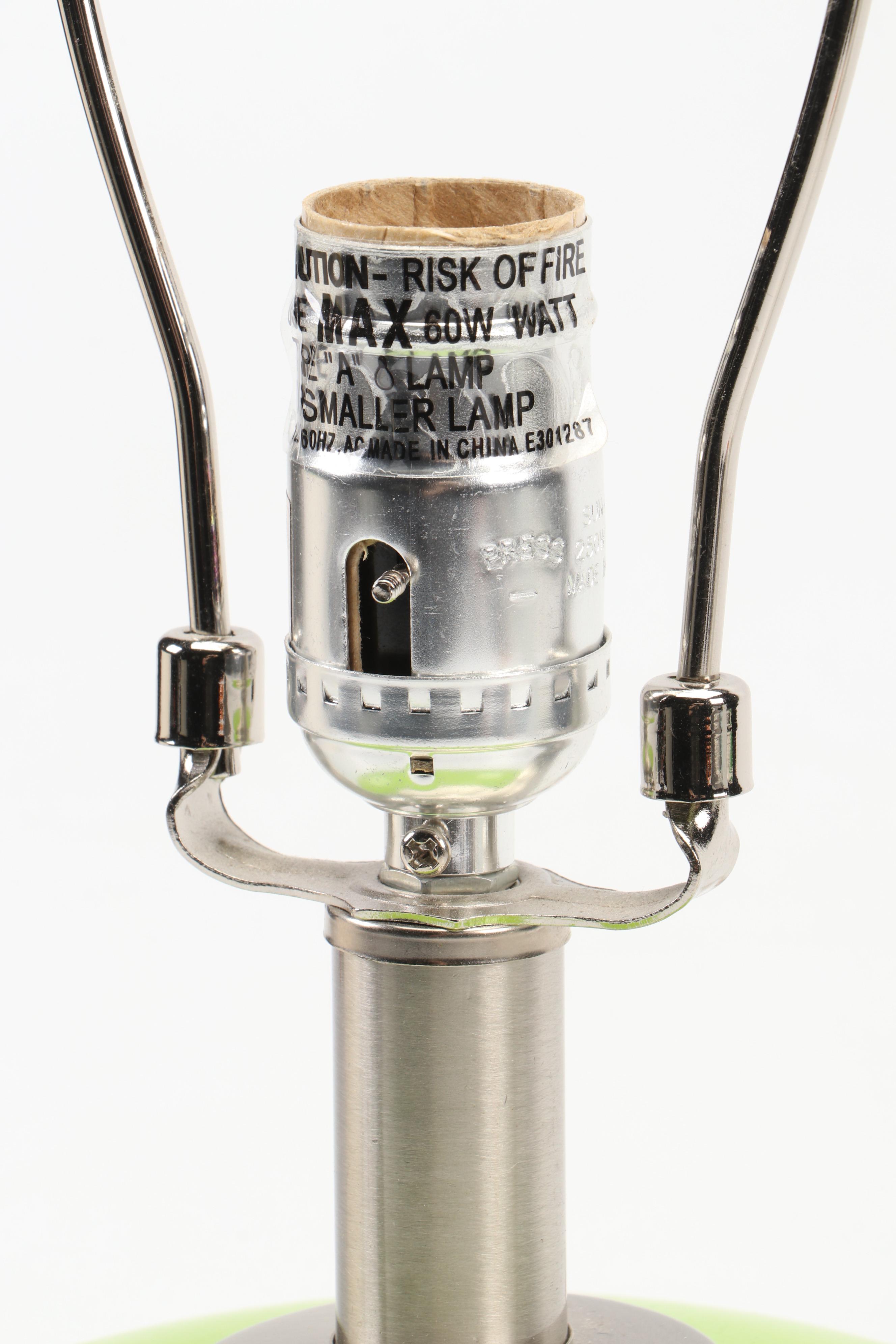 Green Glass and Acrylic Base Table Lamp