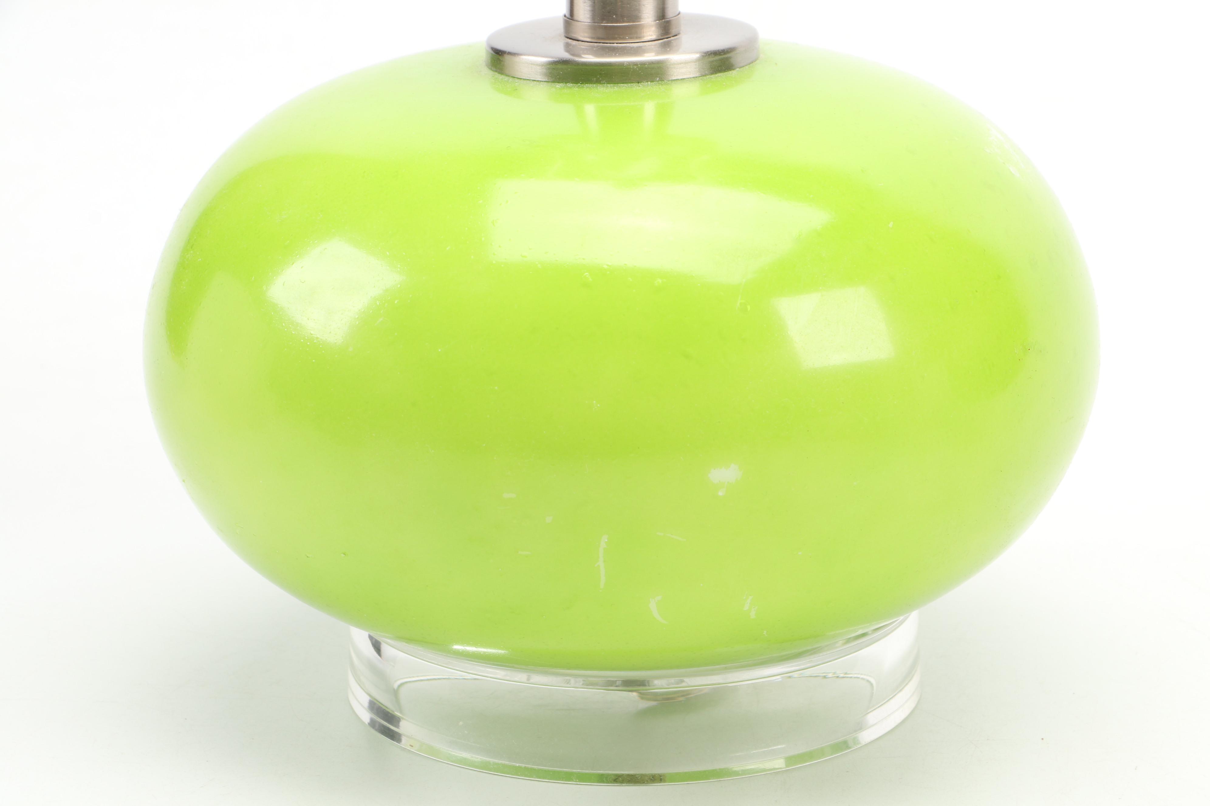 Green Glass and Acrylic Base Table Lamp