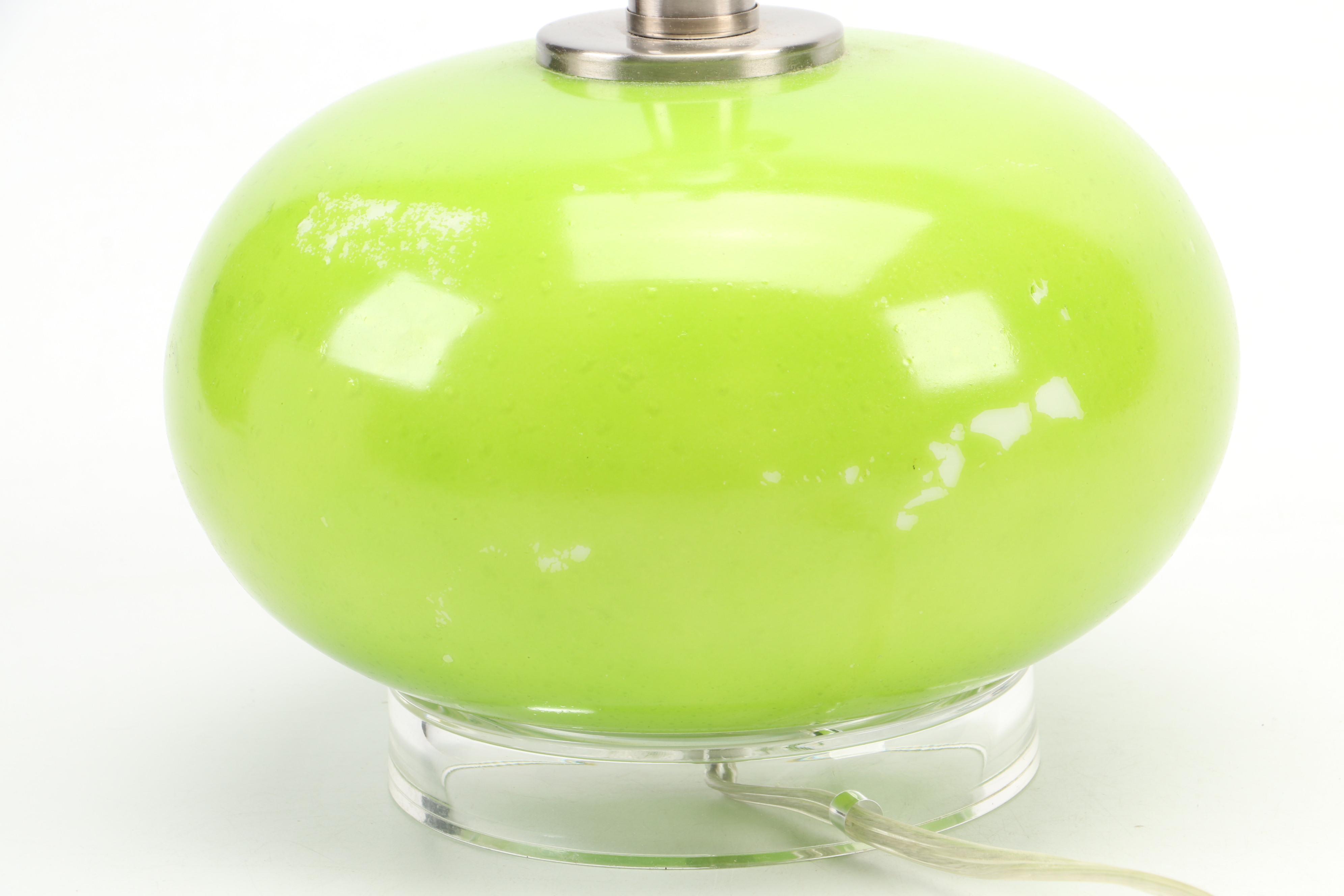 Green Glass and Acrylic Base Table Lamp