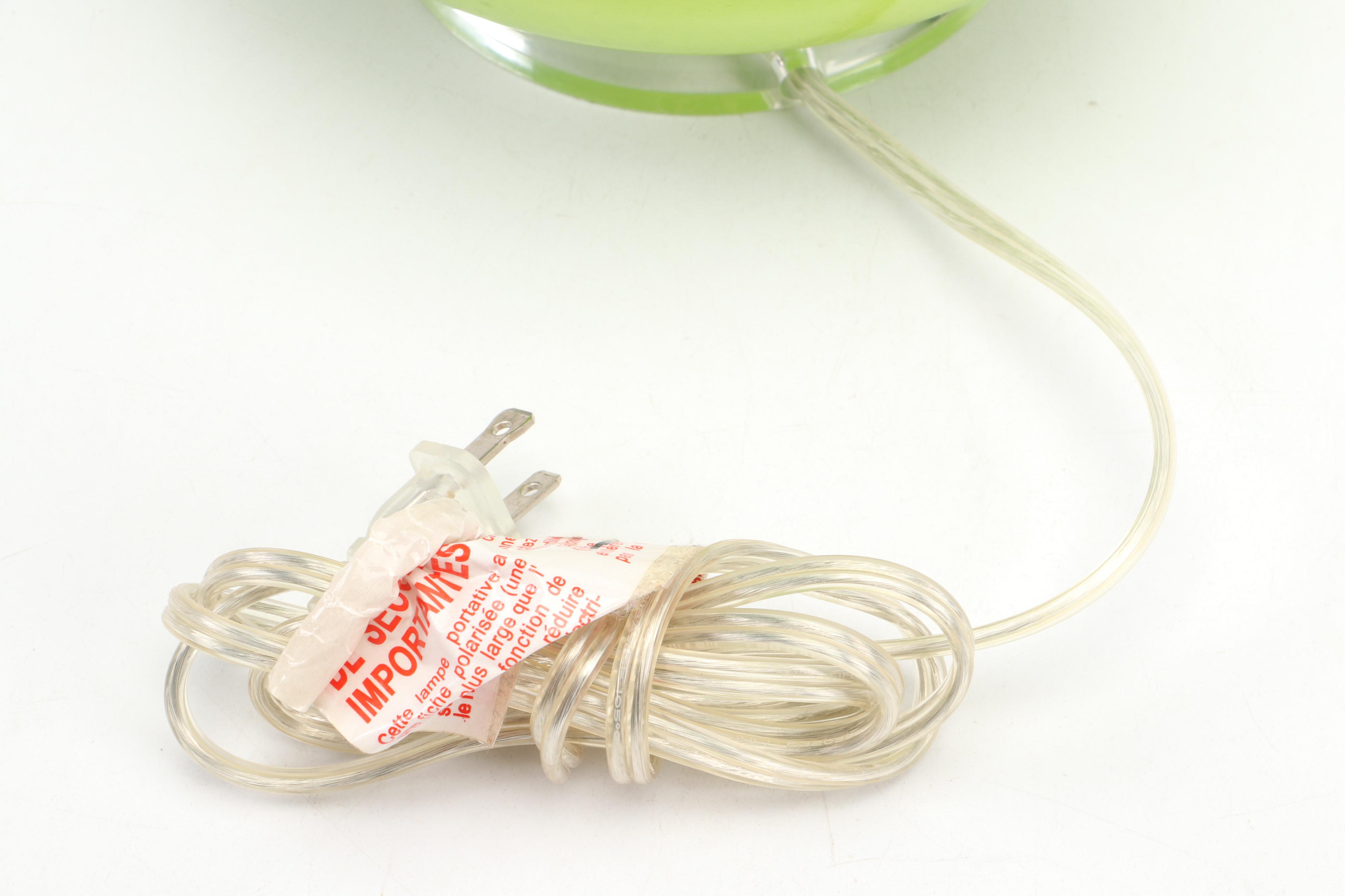 Green Glass and Acrylic Base Table Lamp