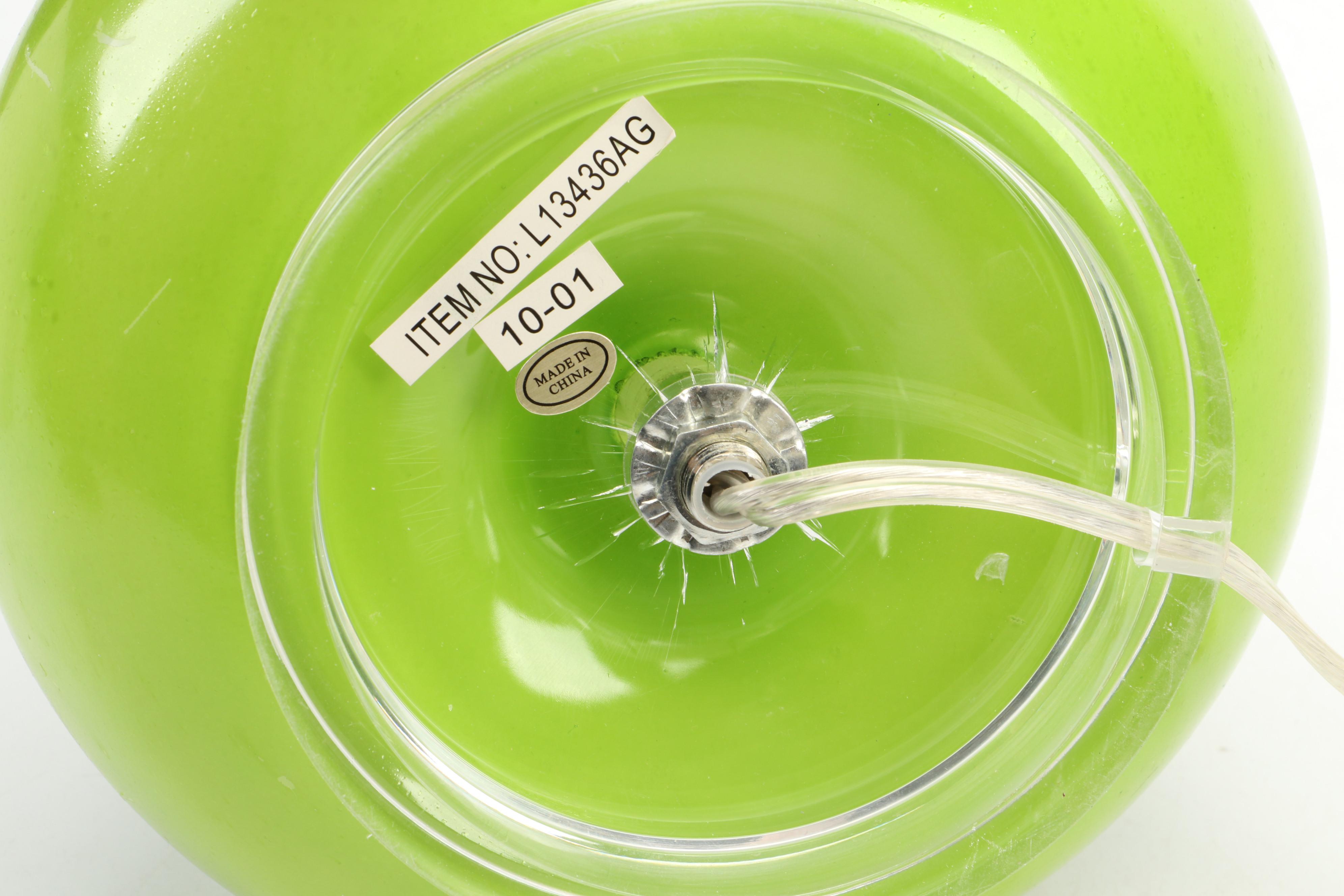 Green Glass and Acrylic Base Table Lamp