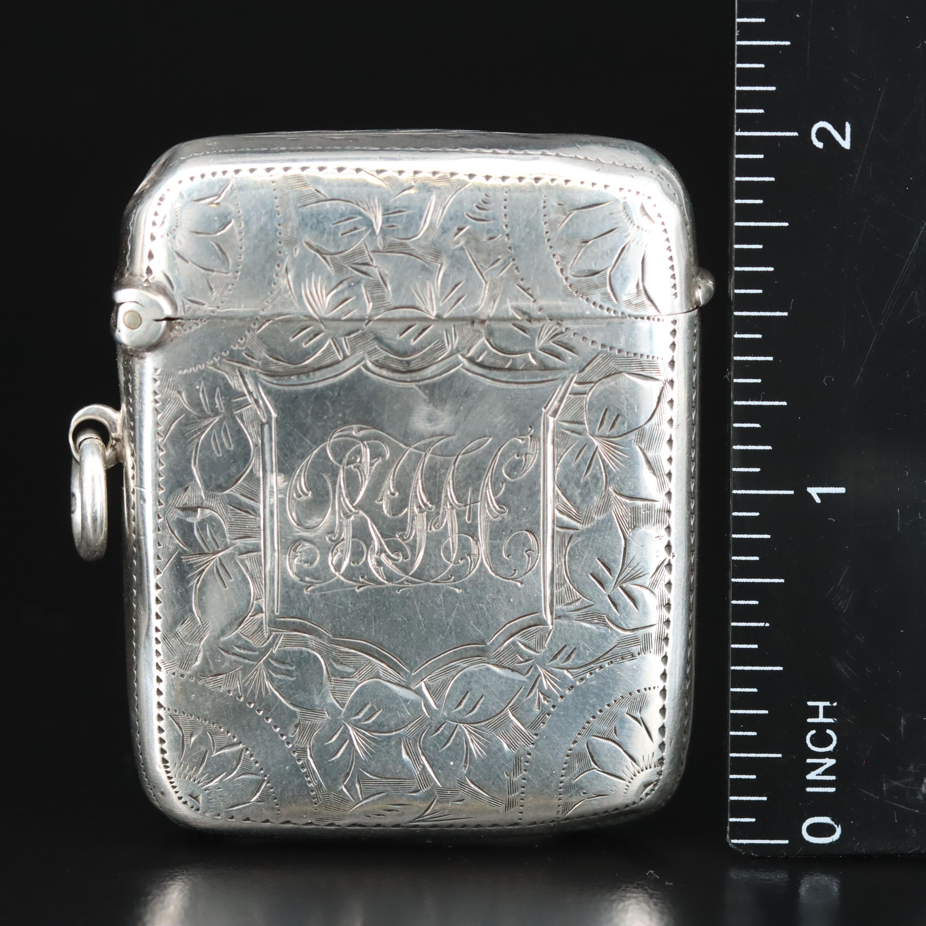 Antique English Sterling Vesta Case with Monogram