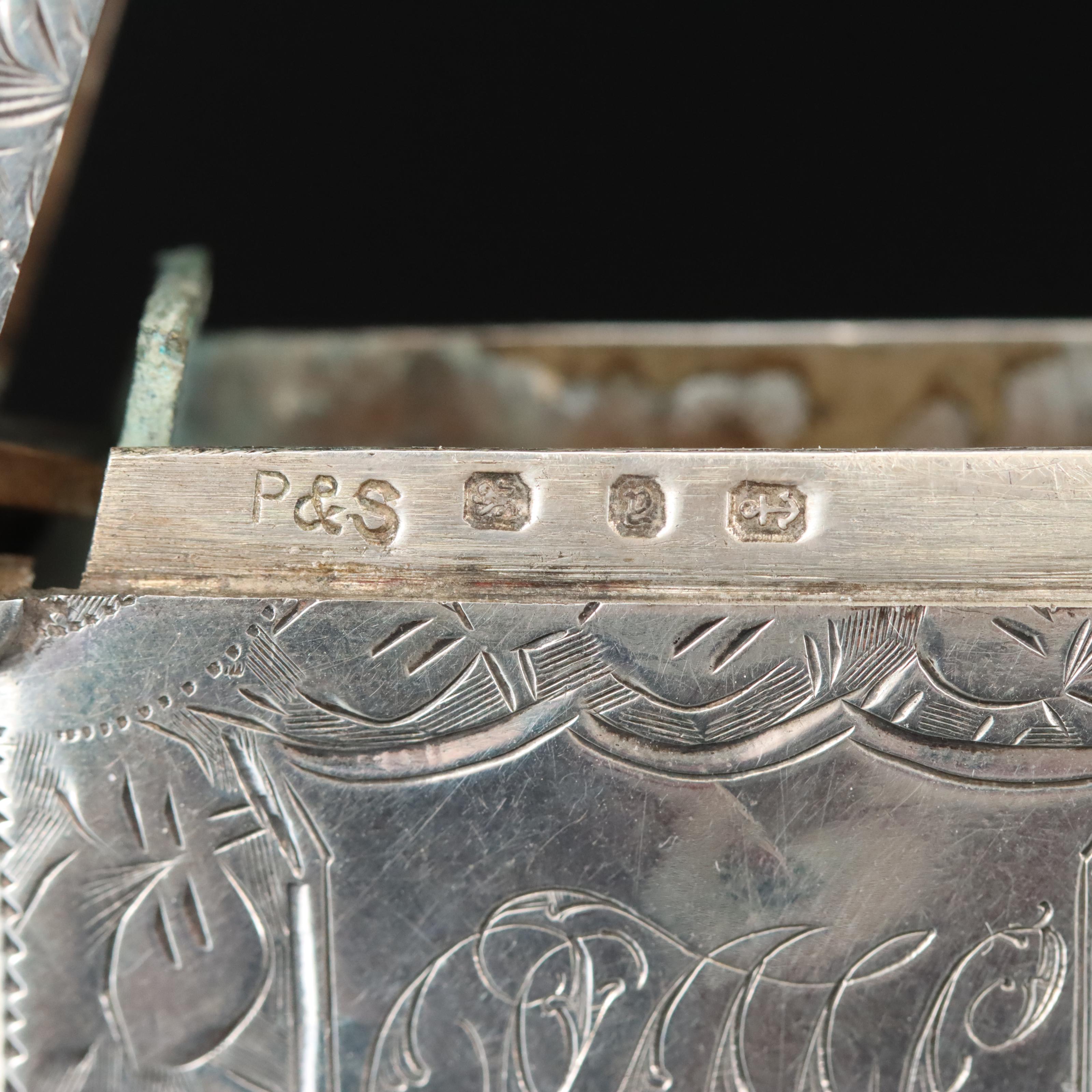 Antique English Sterling Vesta Case with Monogram