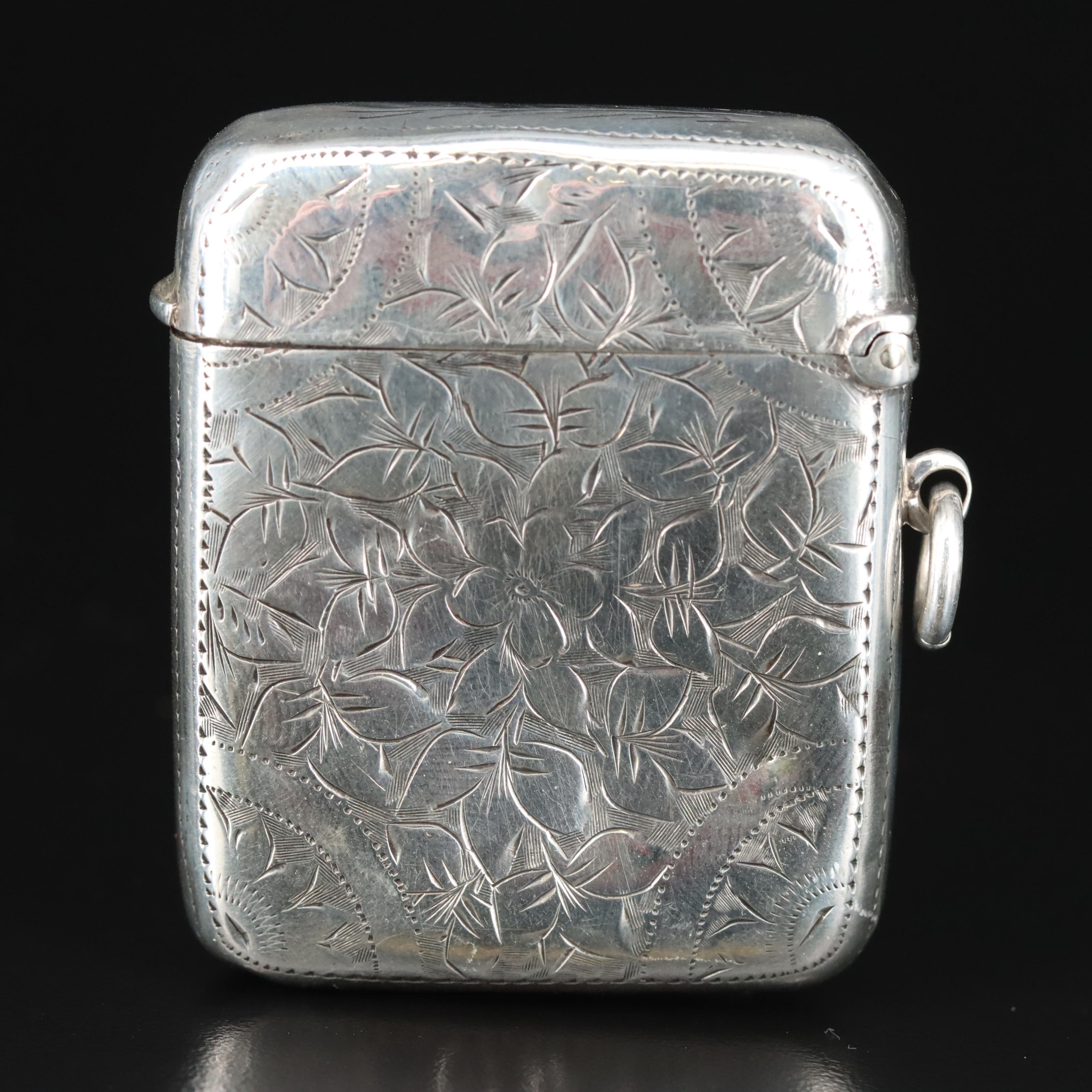 Antique English Sterling Vesta Case with Monogram