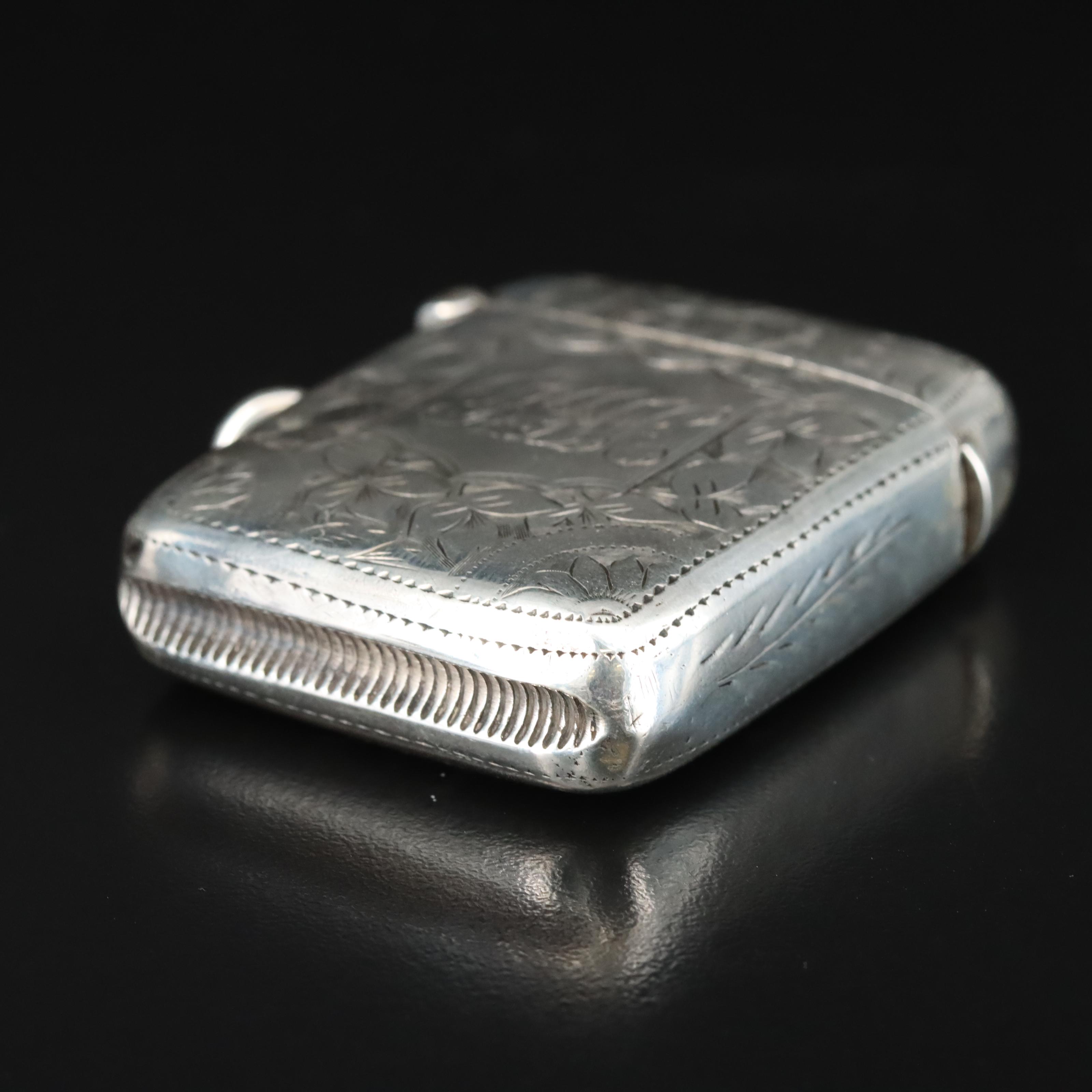 Antique English Sterling Vesta Case with Monogram