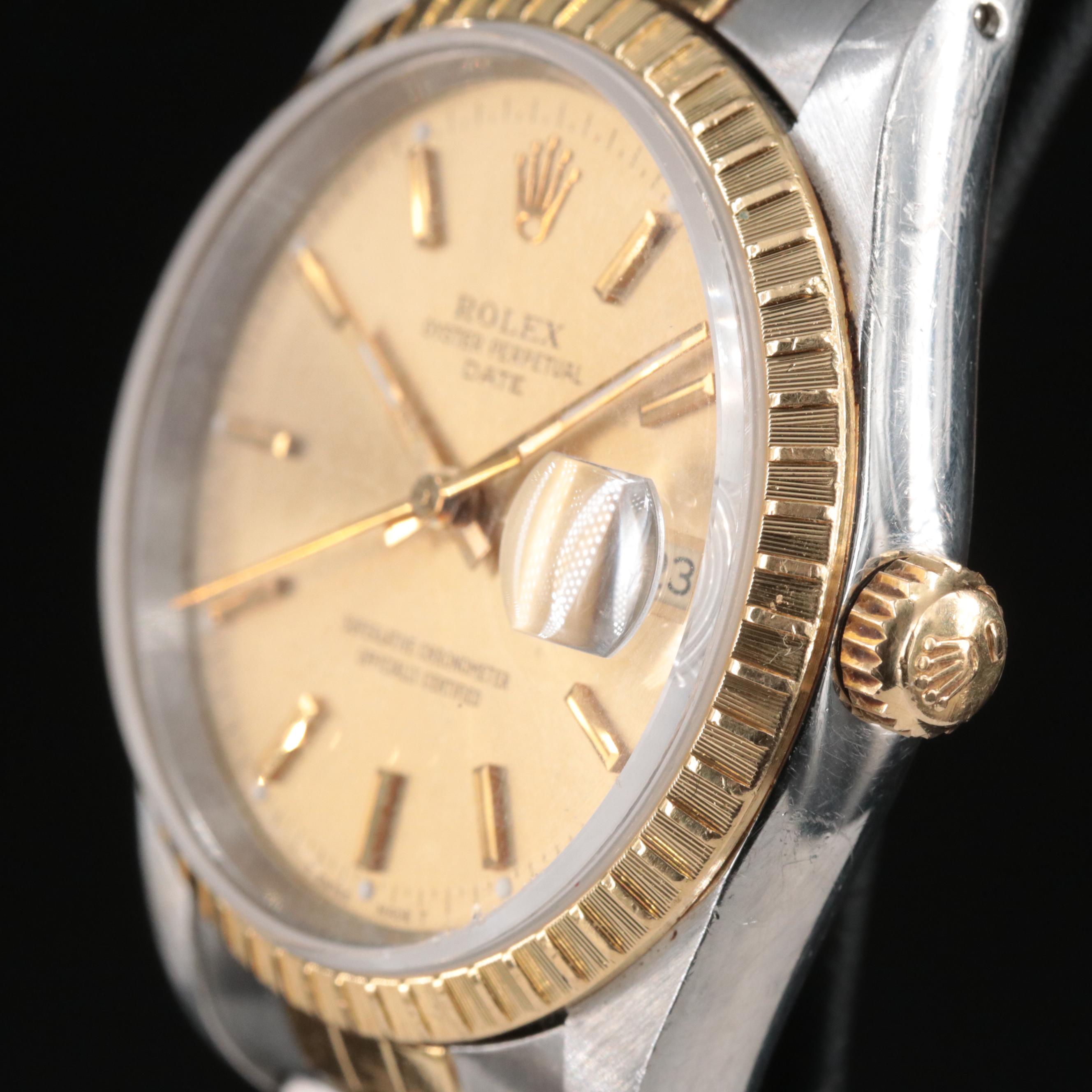 1990 Rolex Oyster Perpetual Date 18K and Steelinox Watch