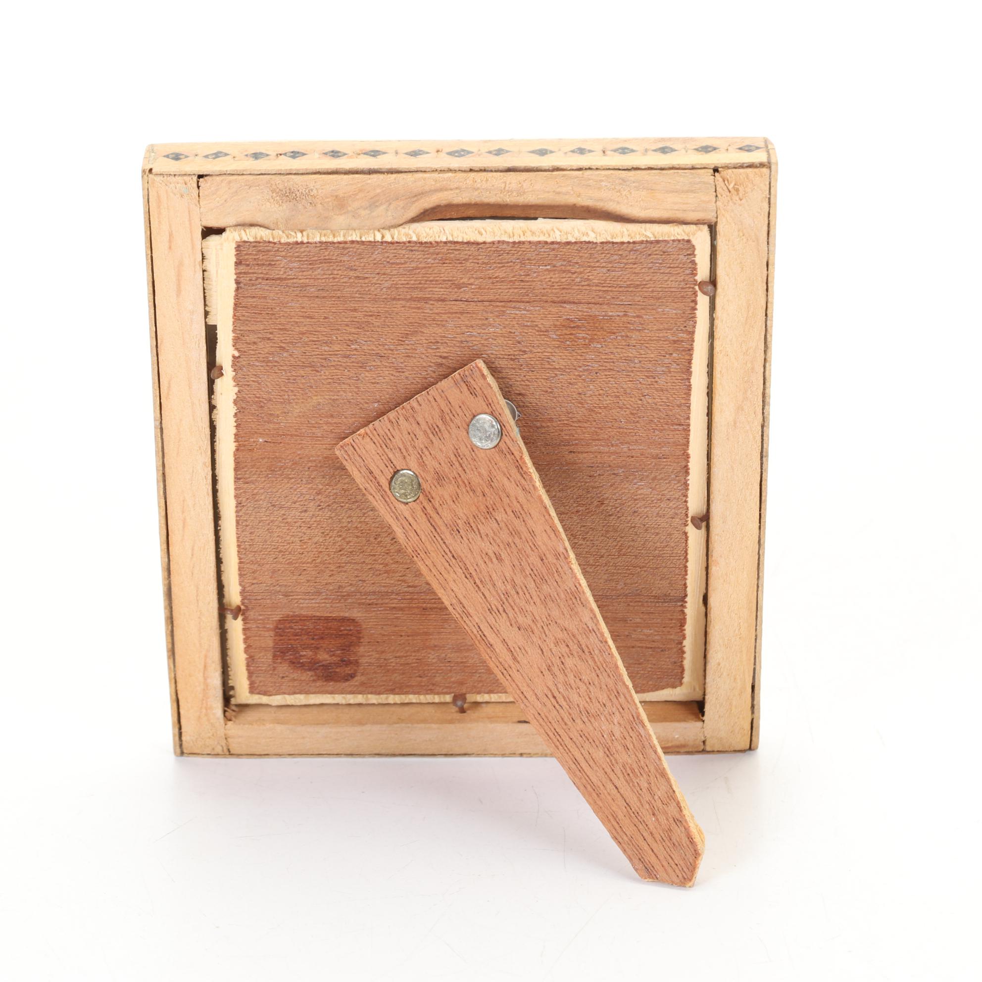 Middle Eastern Hand-Painted Shell Adornments In Brass Inlay Frames