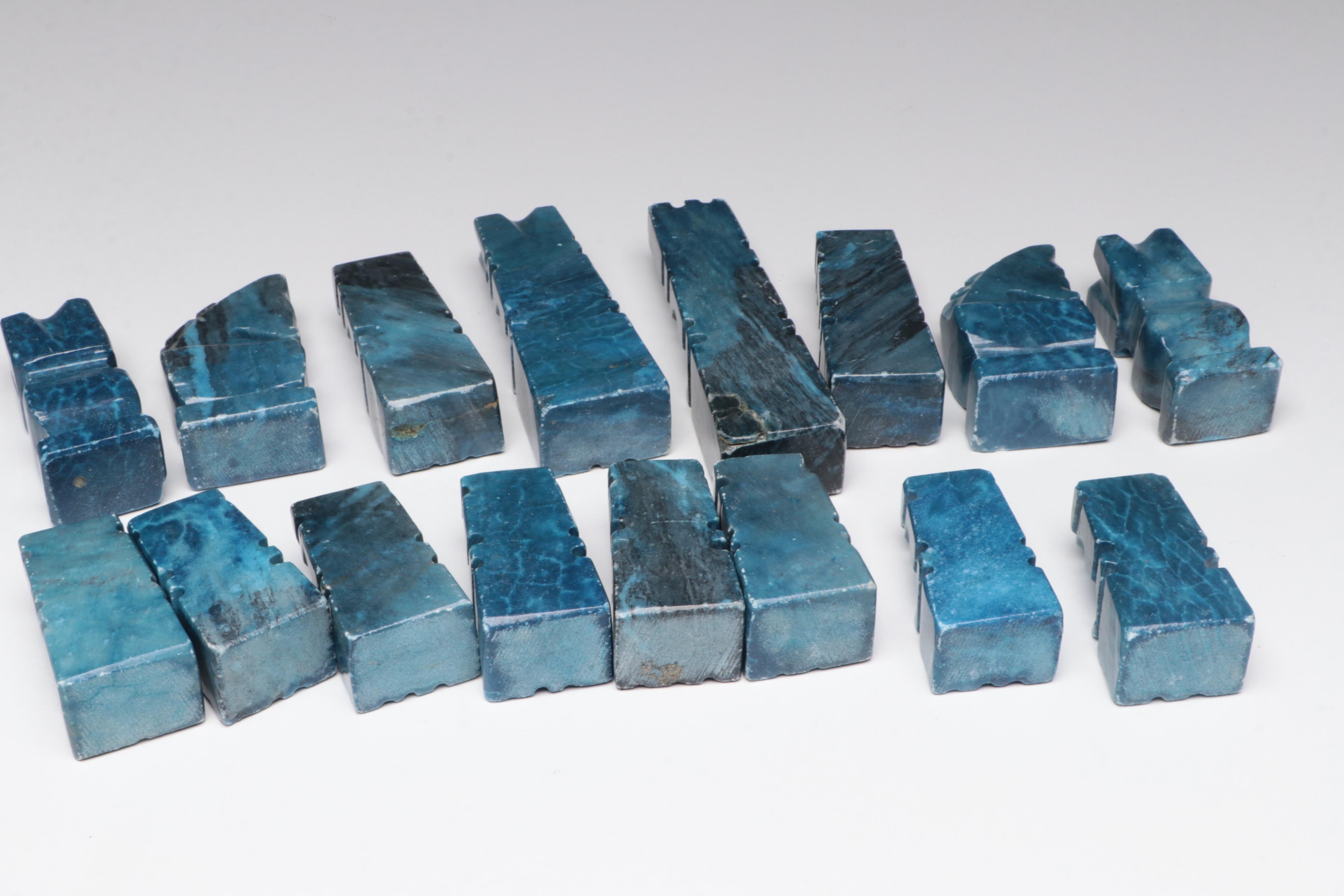 Blue and White Quartz Chess Set