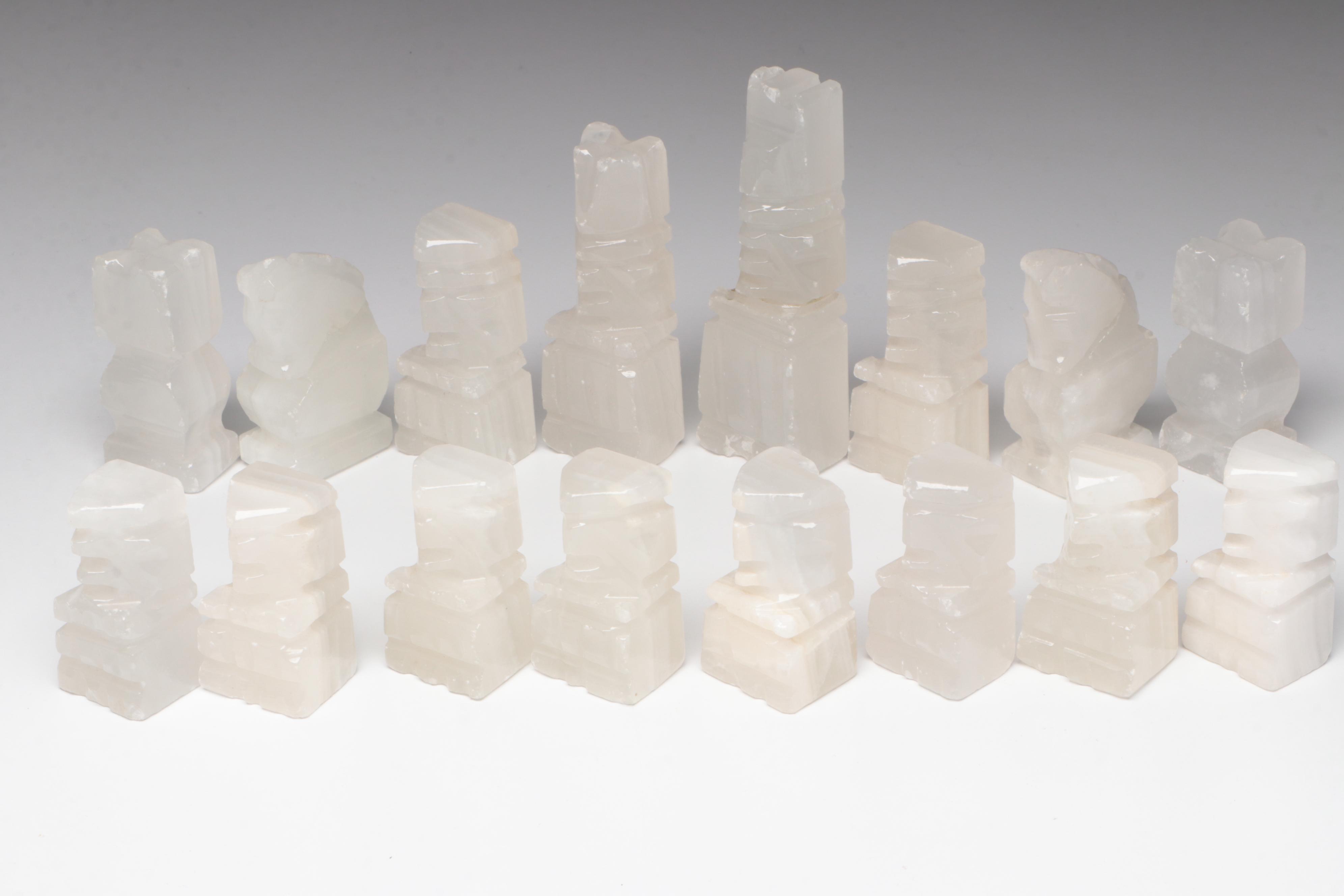 Blue and White Quartz Chess Set