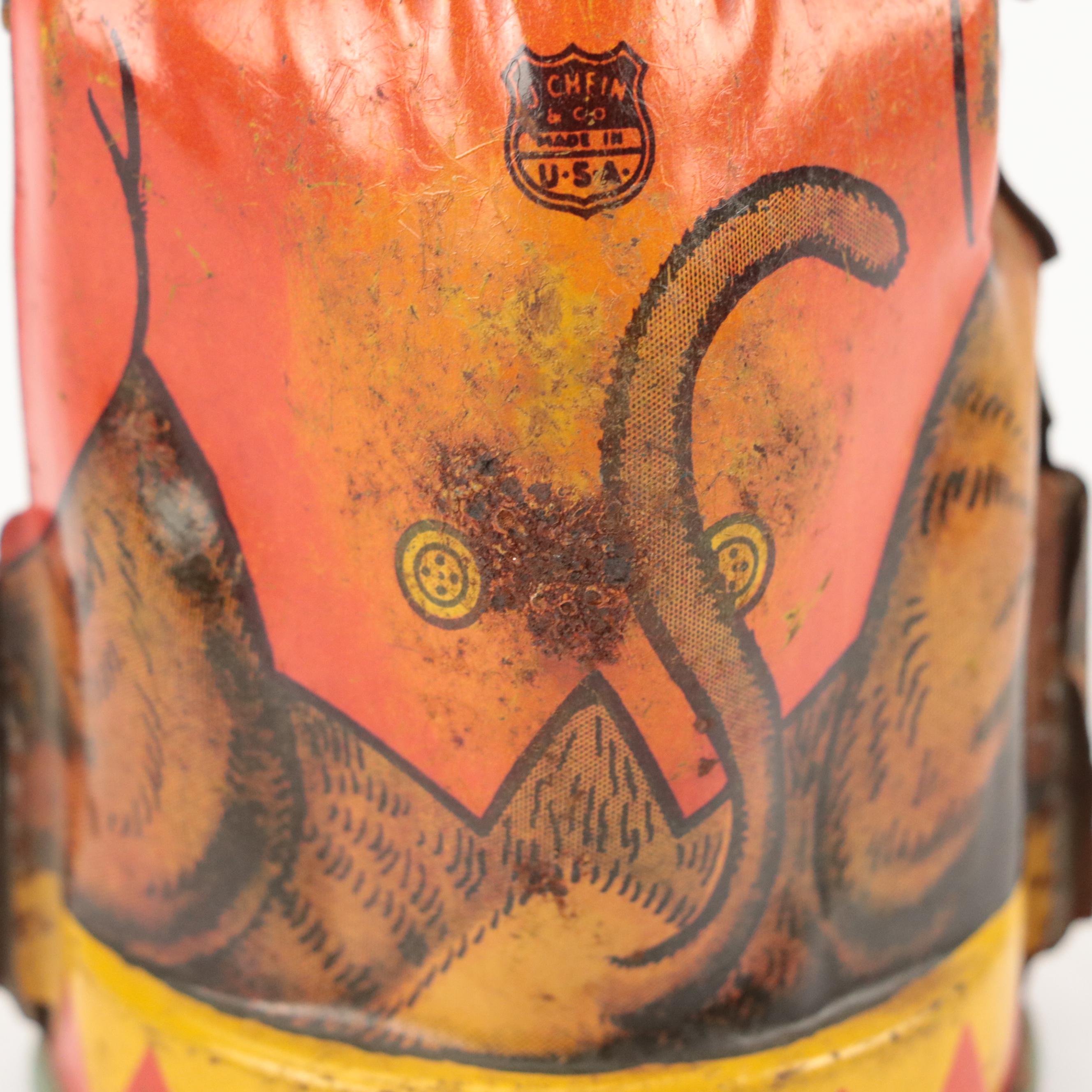 J. Chien & Co. Tin Litho Mechanical Bank with Japanese Dragonfly Wind-Up Toys