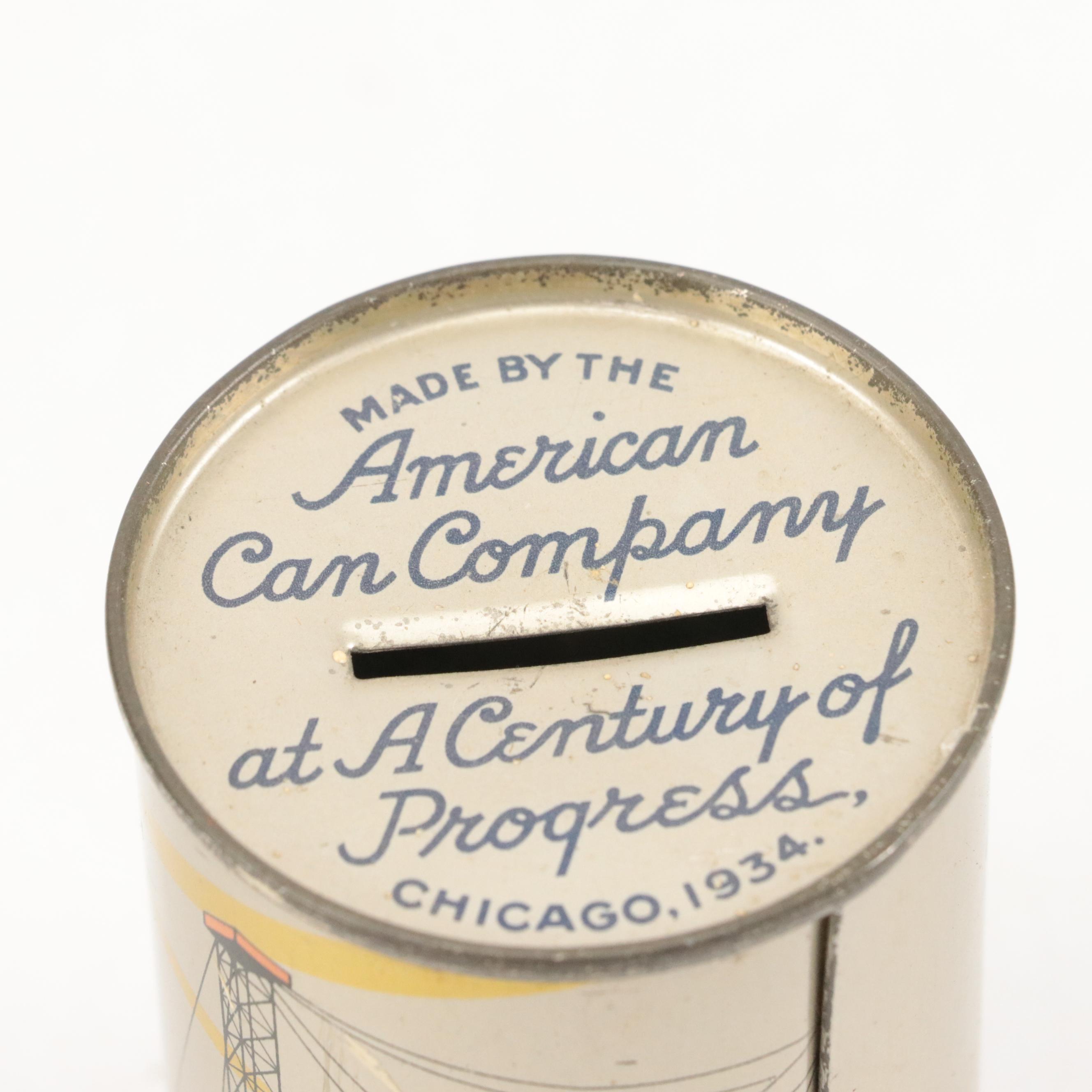 Schylling Tin Wind-Up Blimp Toy with Tin Litho Can Bank and Toy Weapons