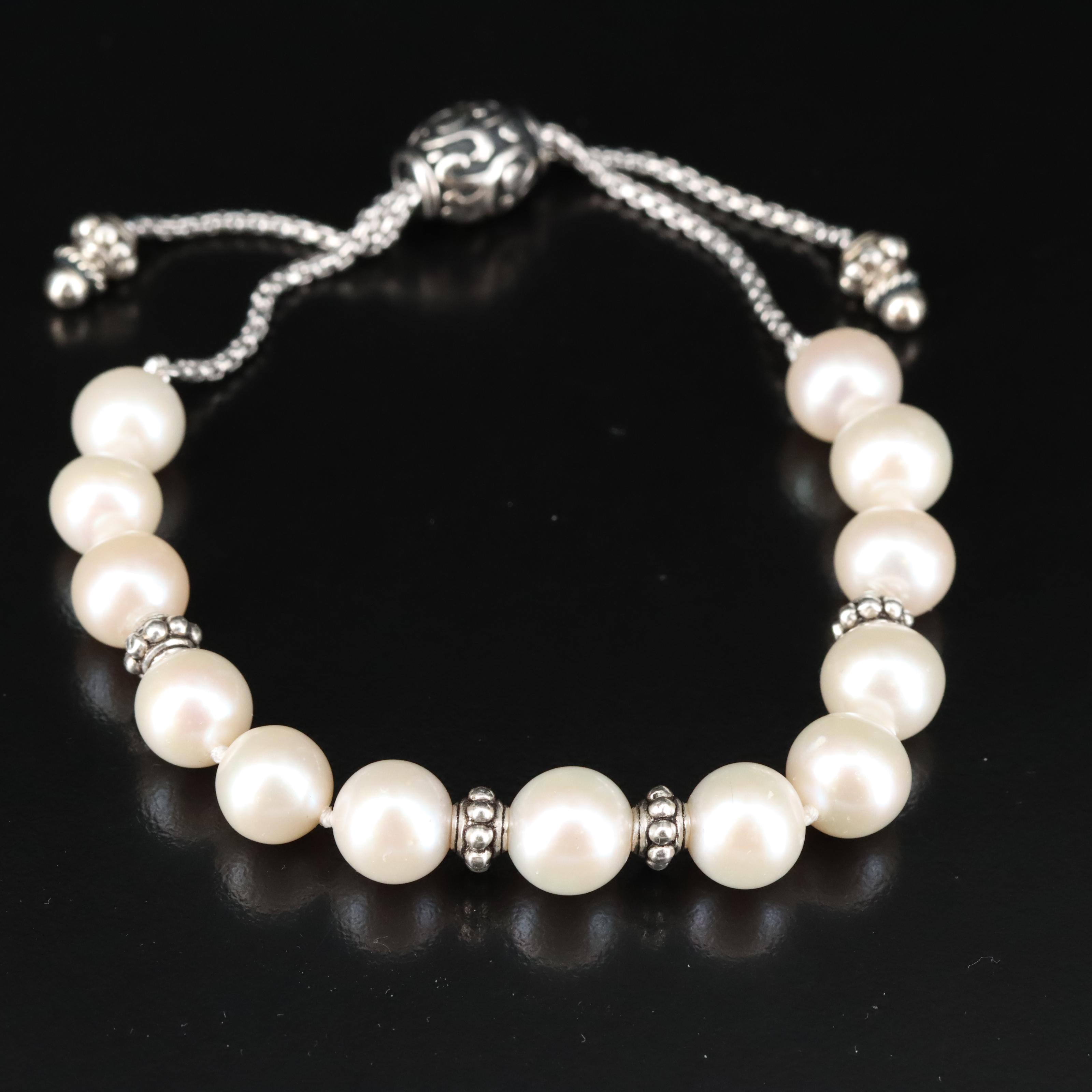 Sterling Pearl Bolo Bracelet