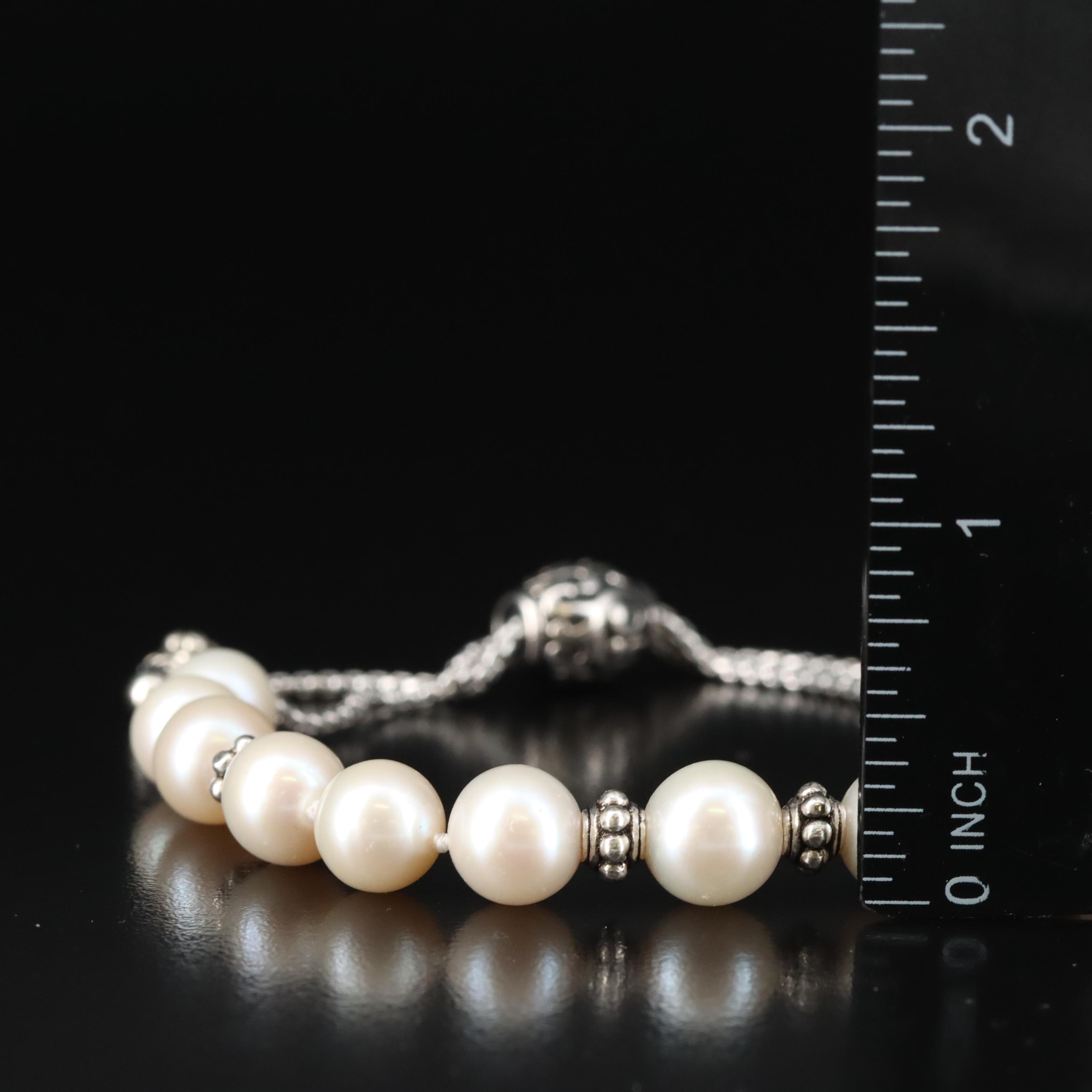 Sterling Pearl Bolo Bracelet