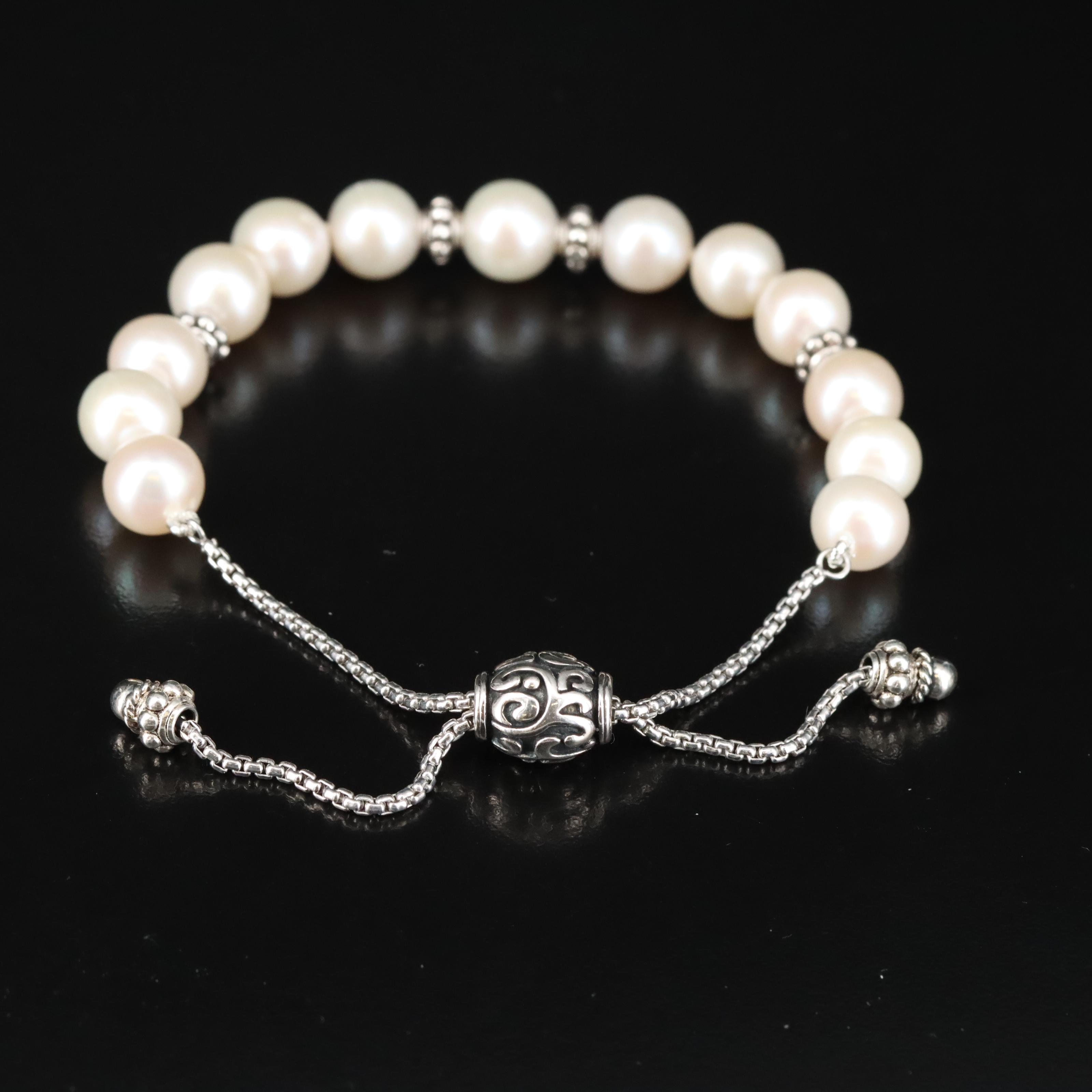 Sterling Pearl Bolo Bracelet