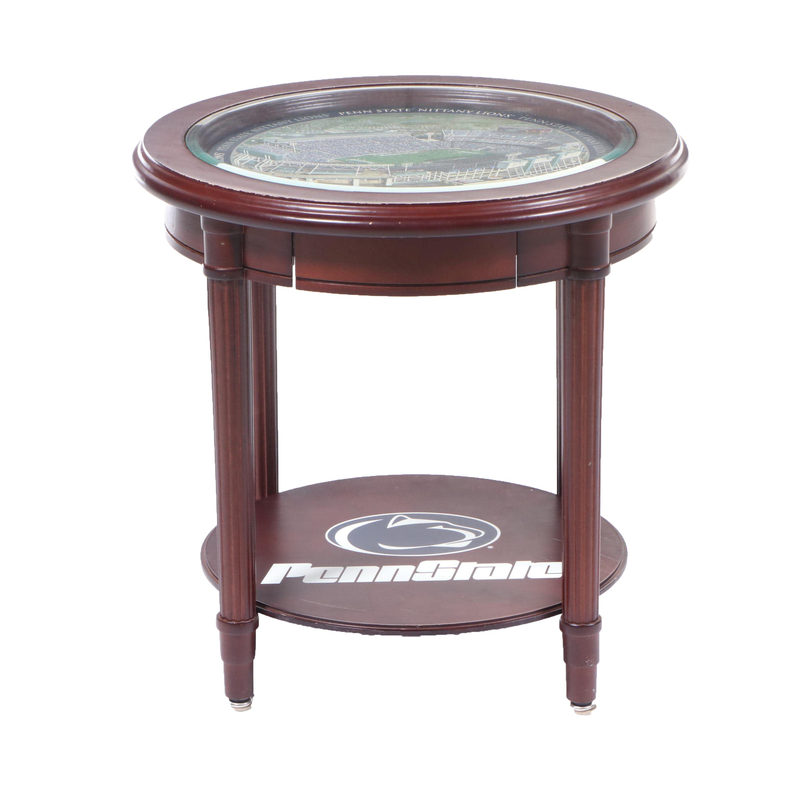The Danbury Mint "Penn State Nittany Lions" Glass Top Side Table