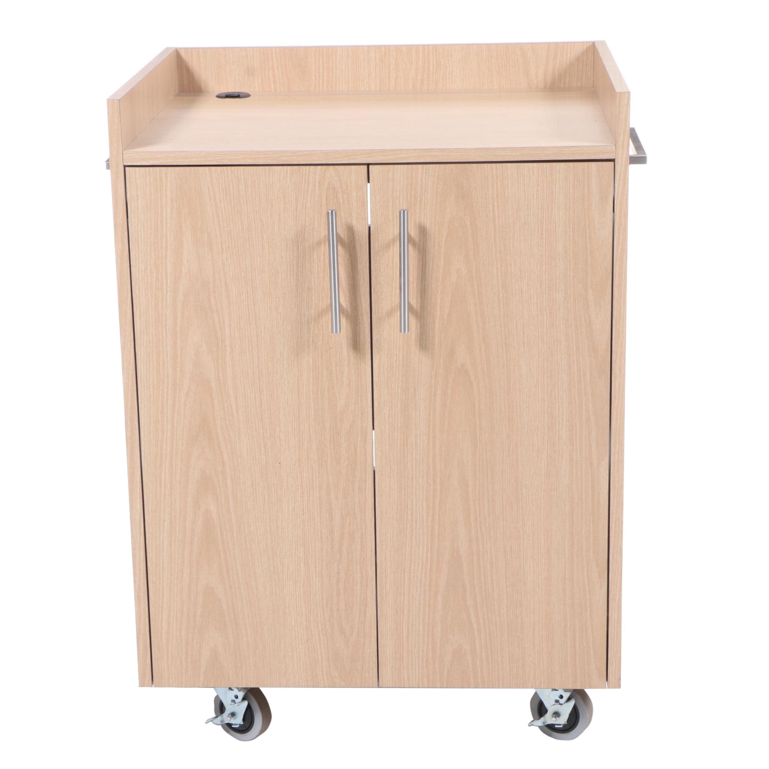 Contemporary Wood Finish Electronics Cart