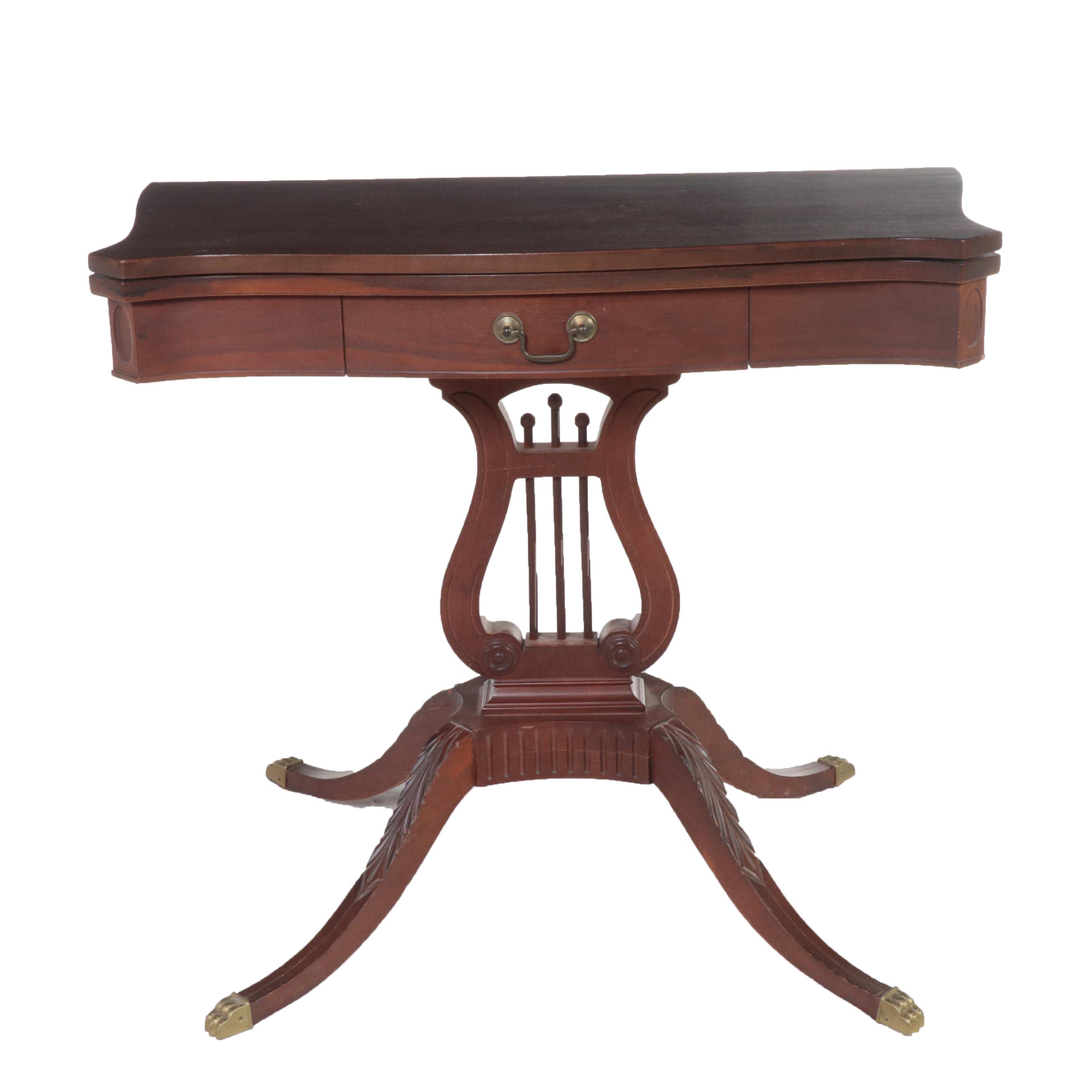Mersman Classical Style Mahogany Lyre-Base Games Table, Mid-20th Century