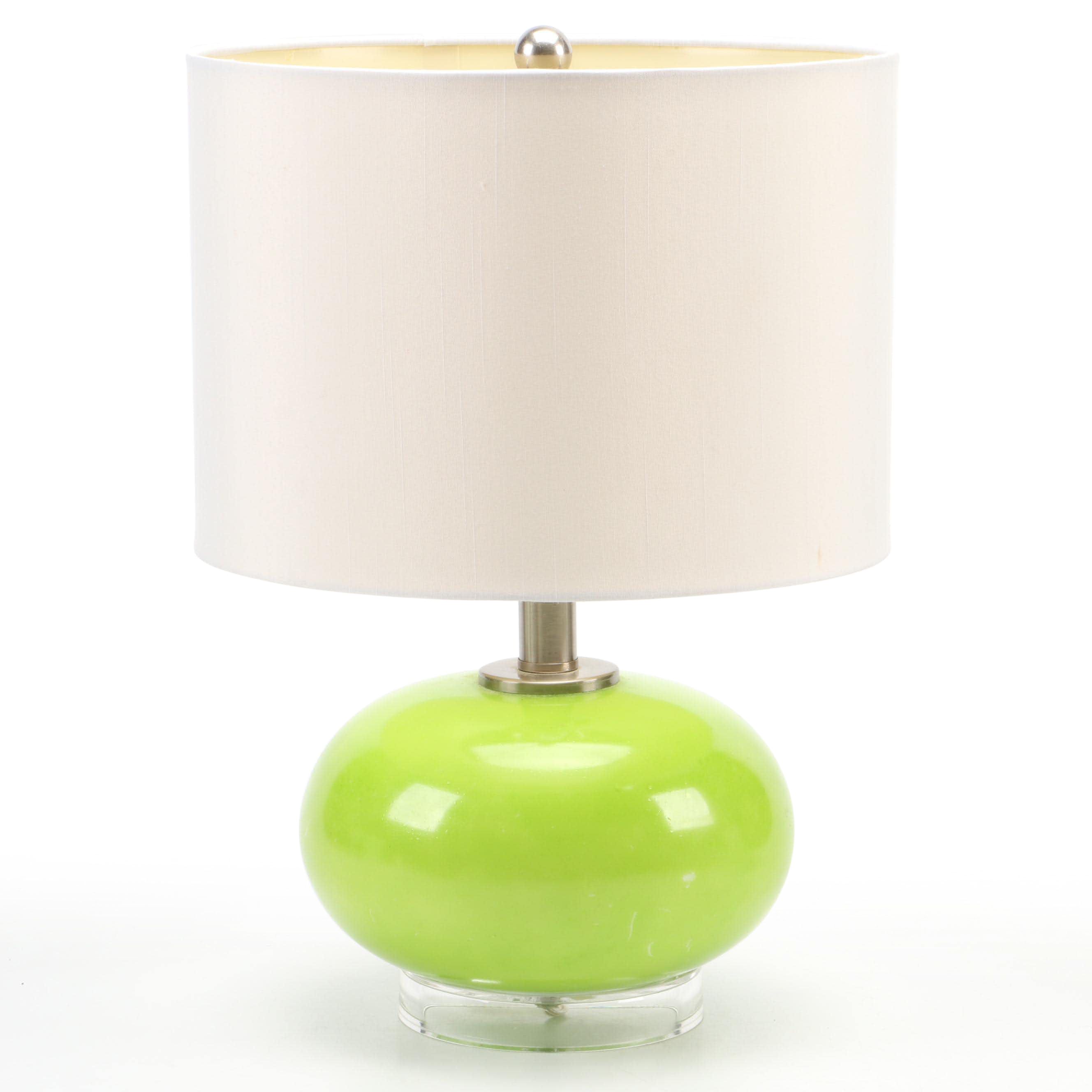 Green Glass and Acrylic Base Table Lamp