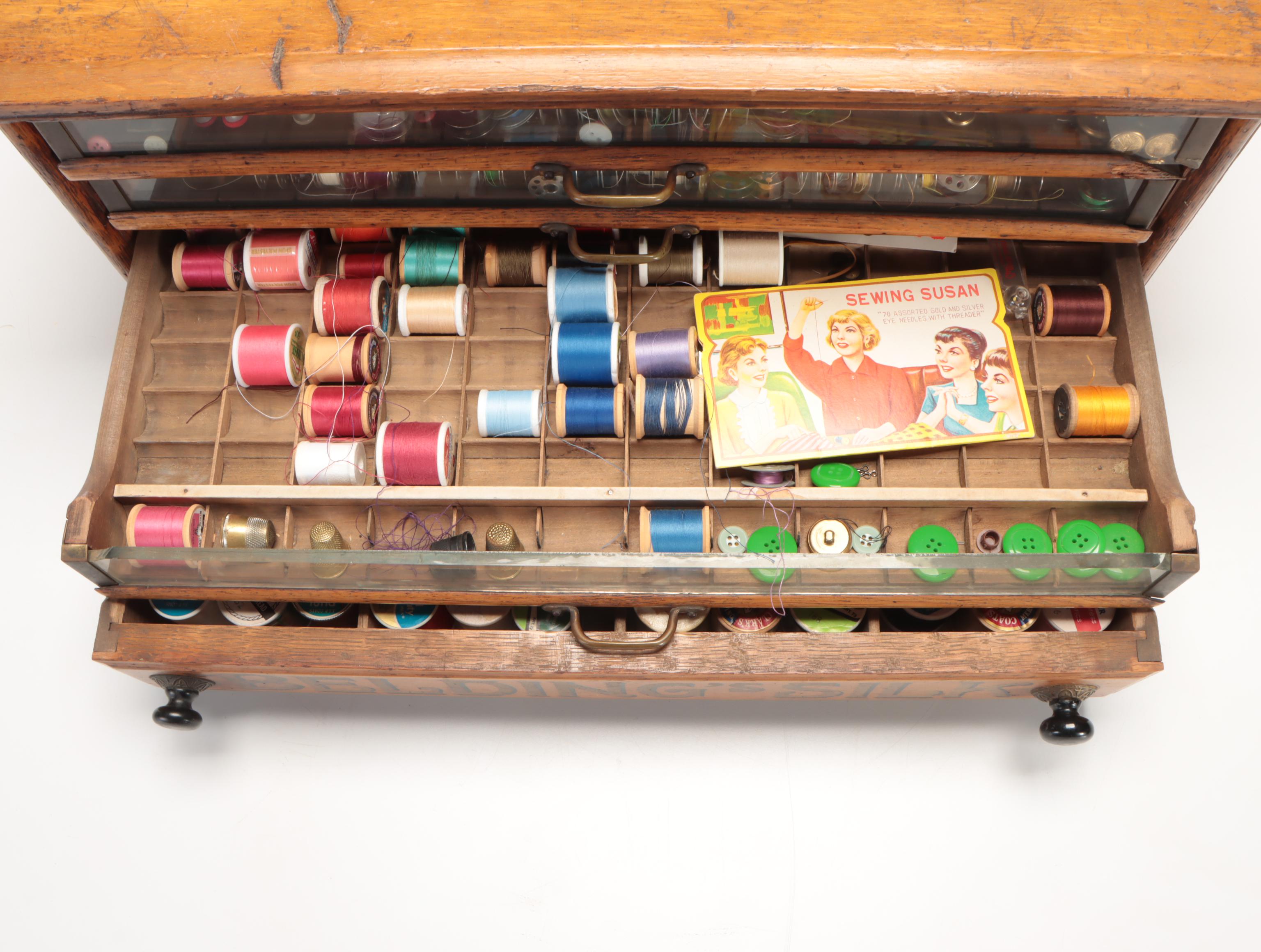 Victorian Belding's Silk Spool Cabinet