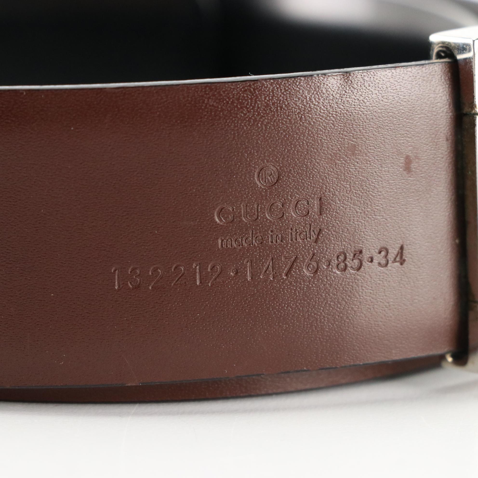 Gucci Reversible Leather Belt with Interlocking GG Buckle