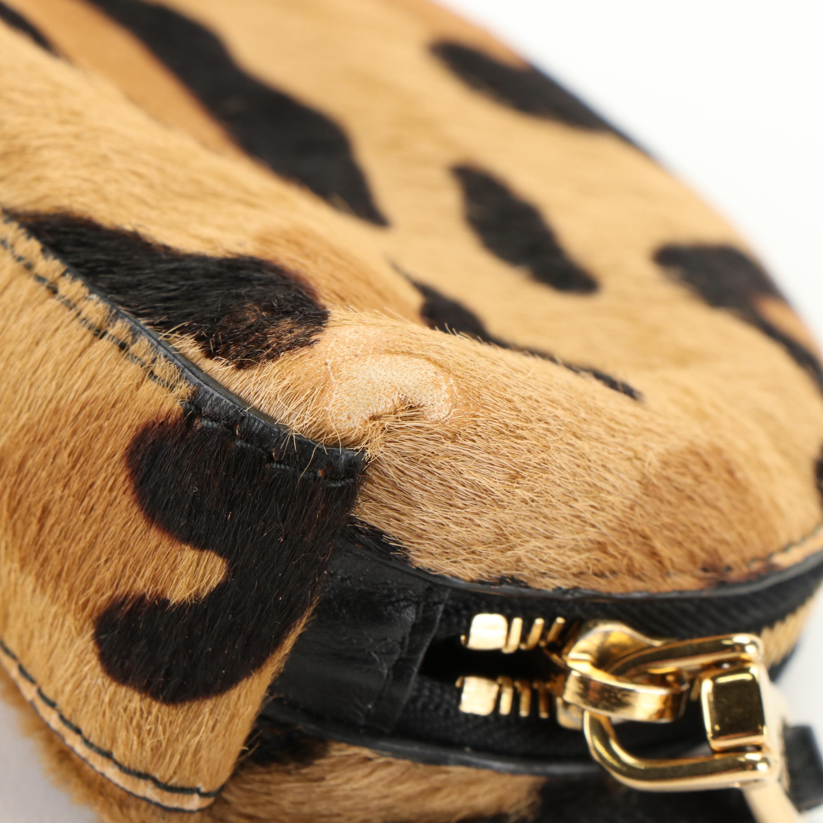 Prada Mini Cavallino Stamp Leopard Print Coin Case
