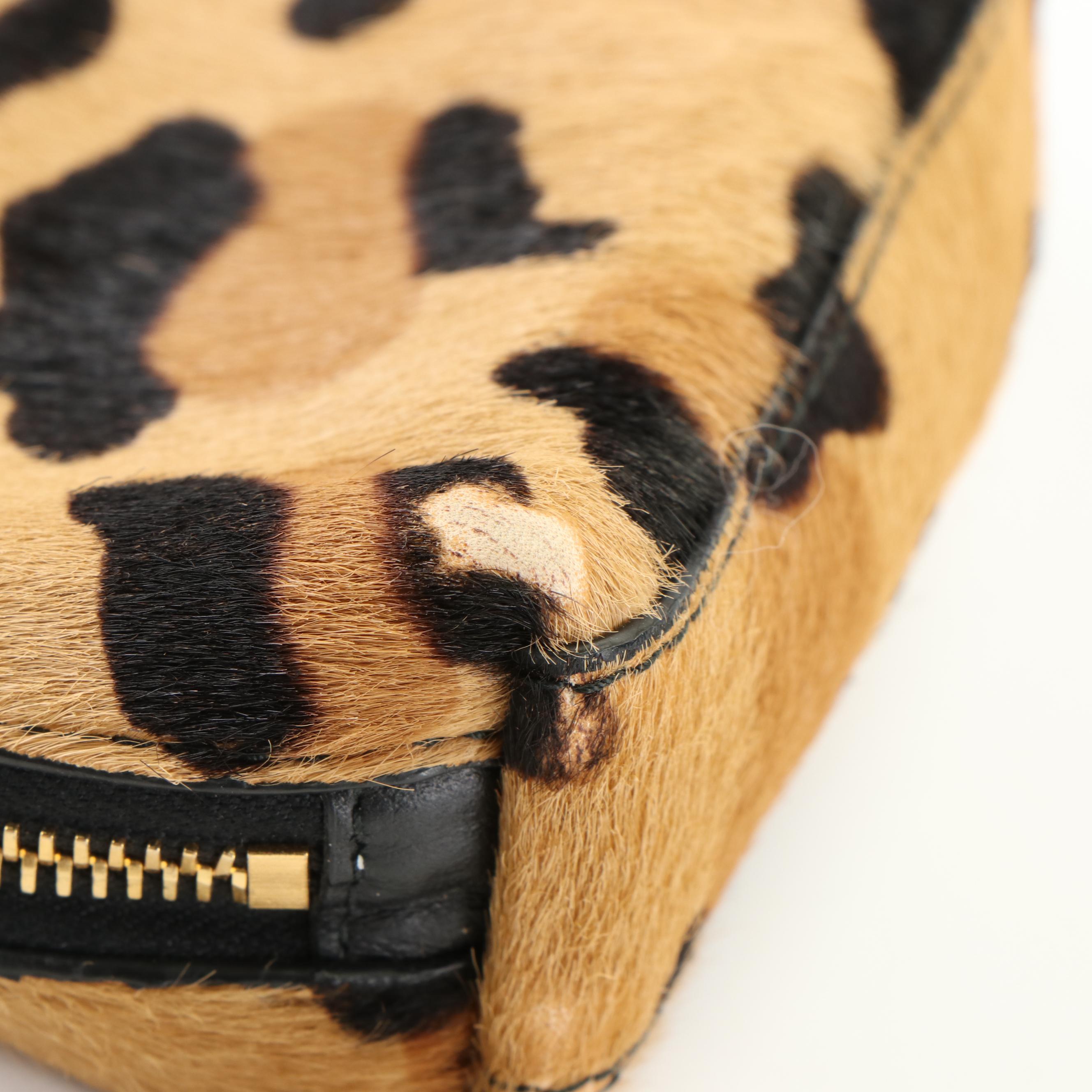 Prada Mini Cavallino Stamp Leopard Print Coin Case