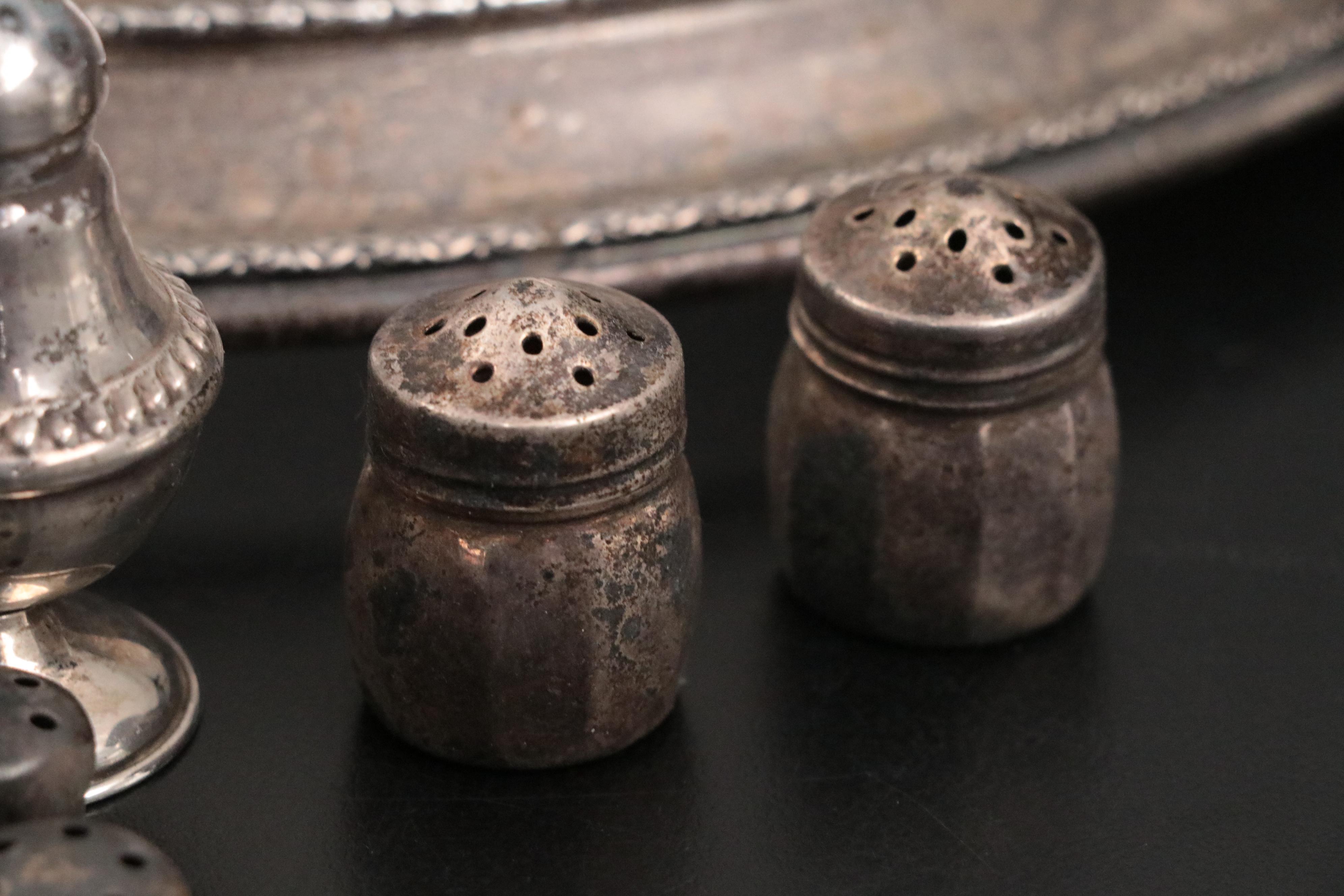 Alvin Sterling Silver Base with Sterling Shakers and Accessories