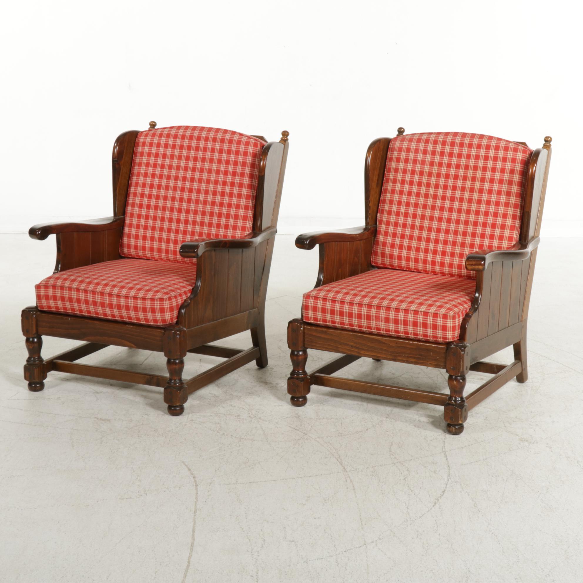 Pair of Ethan Allen Traditional Classics Pine Armchairs, 1970s