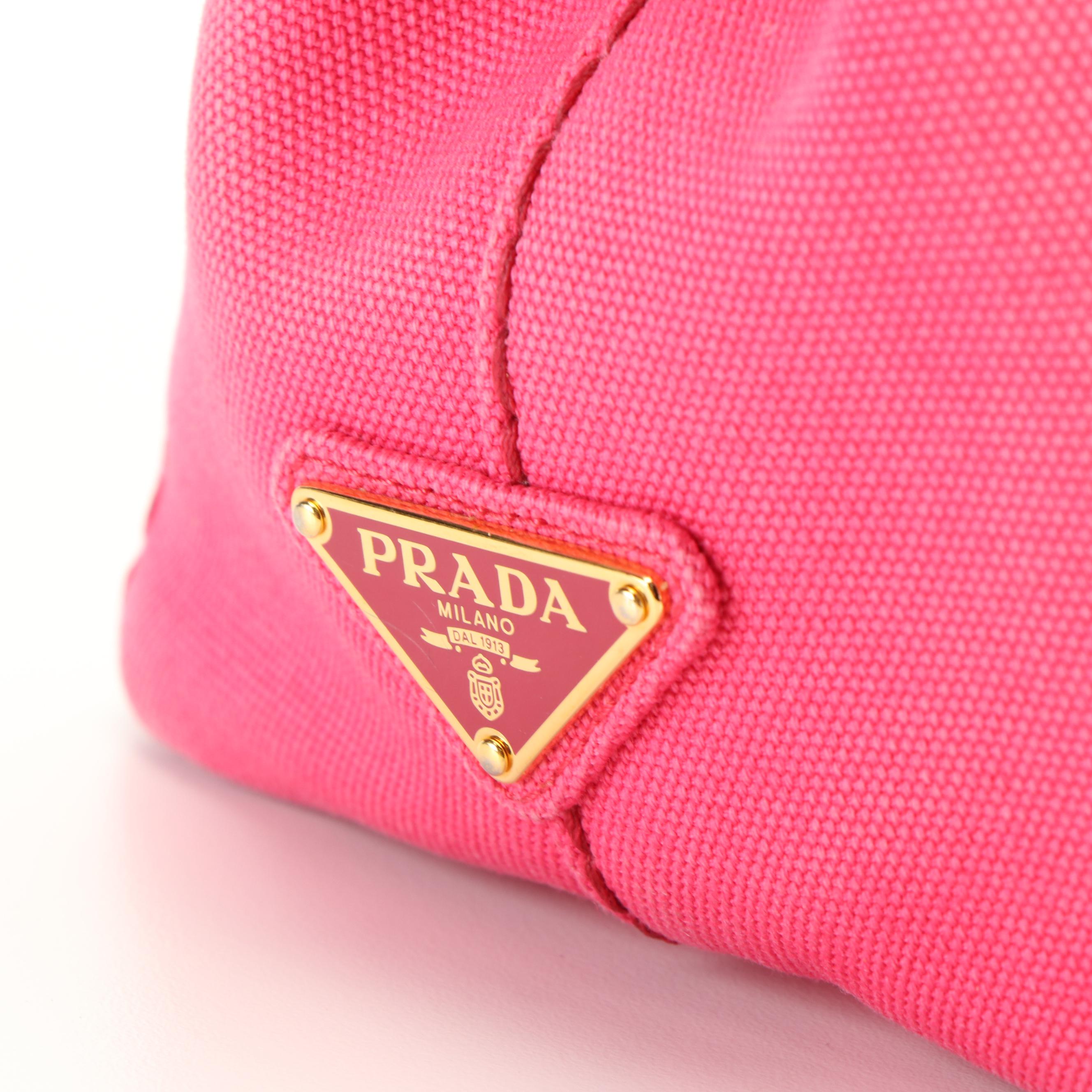 Prada Canapa Logo Tote in Pink Canvas