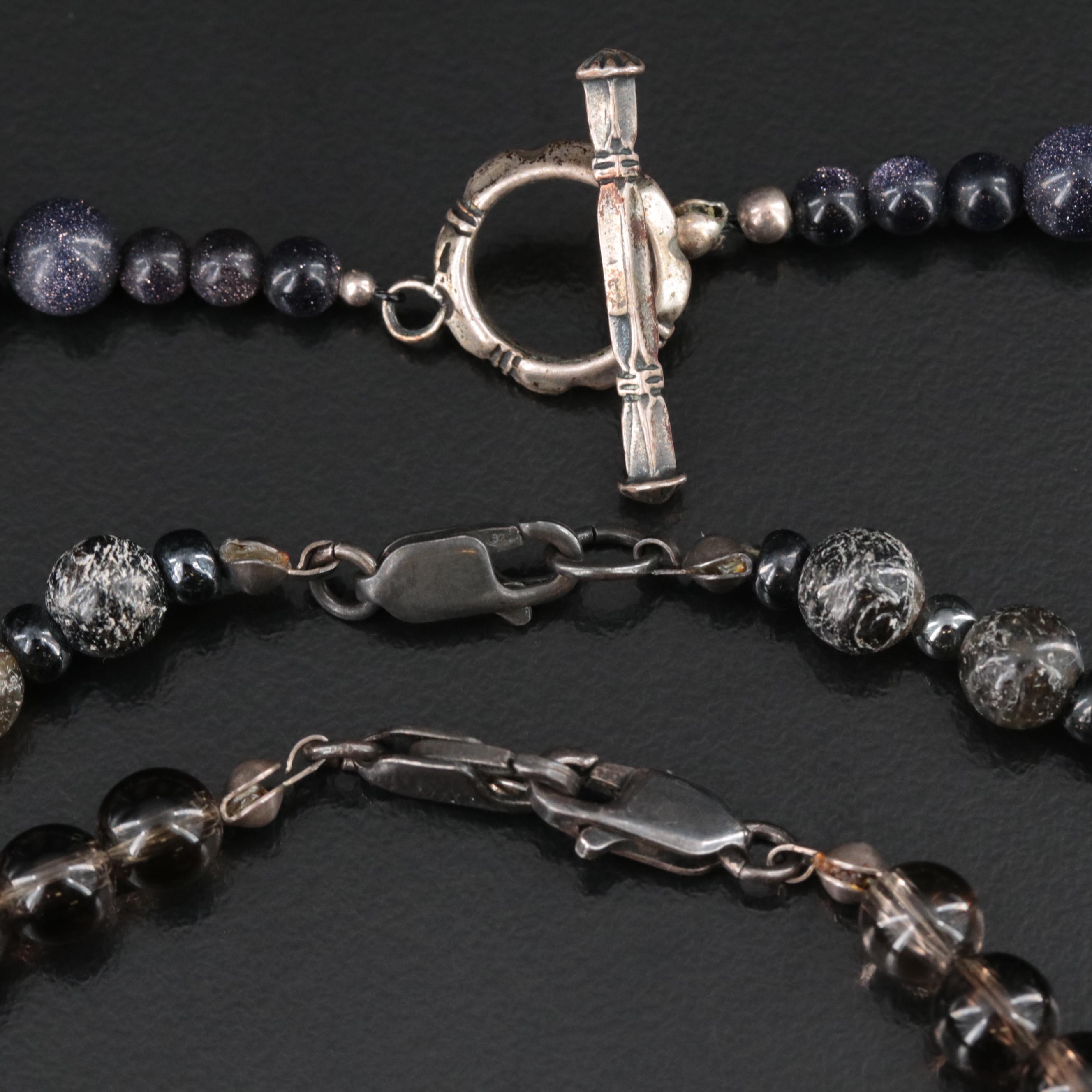 Smoky Quartz and Pearl Featured in Sterling Necklace Assortment