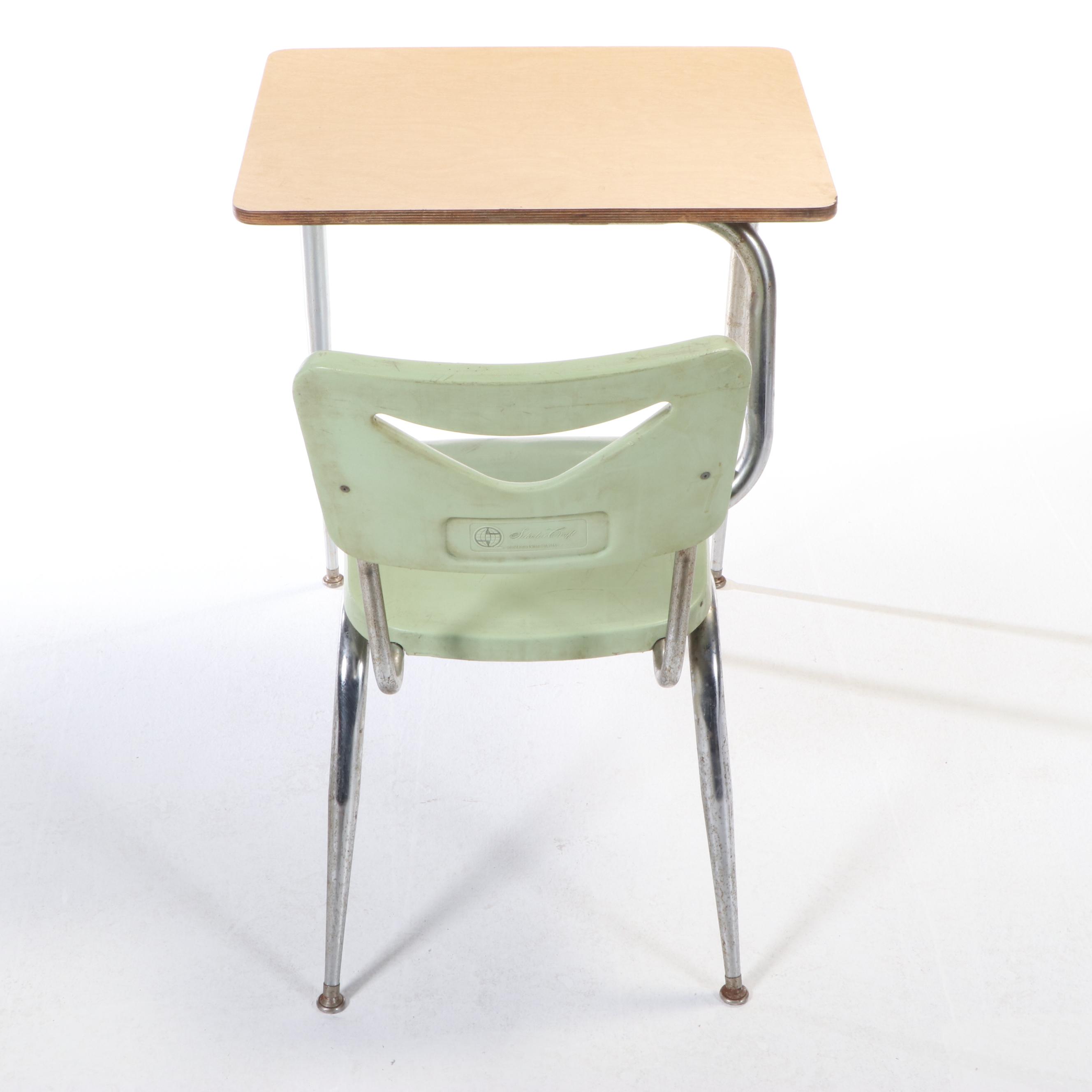 Scholar Craft Chromed Steel, Molded Plastic, and Laminate Top School Desk