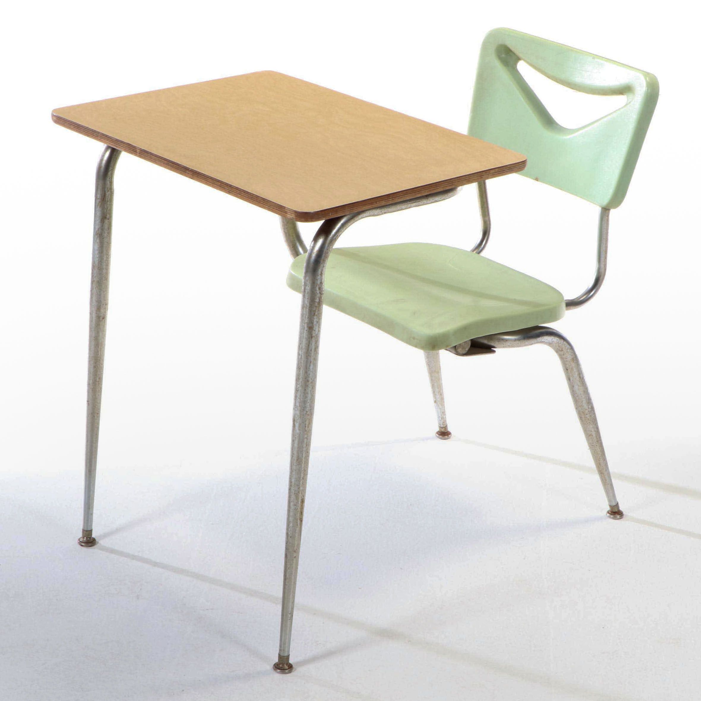 Scholar Craft Chromed Steel, Molded Plastic, and Laminate Top School Desk