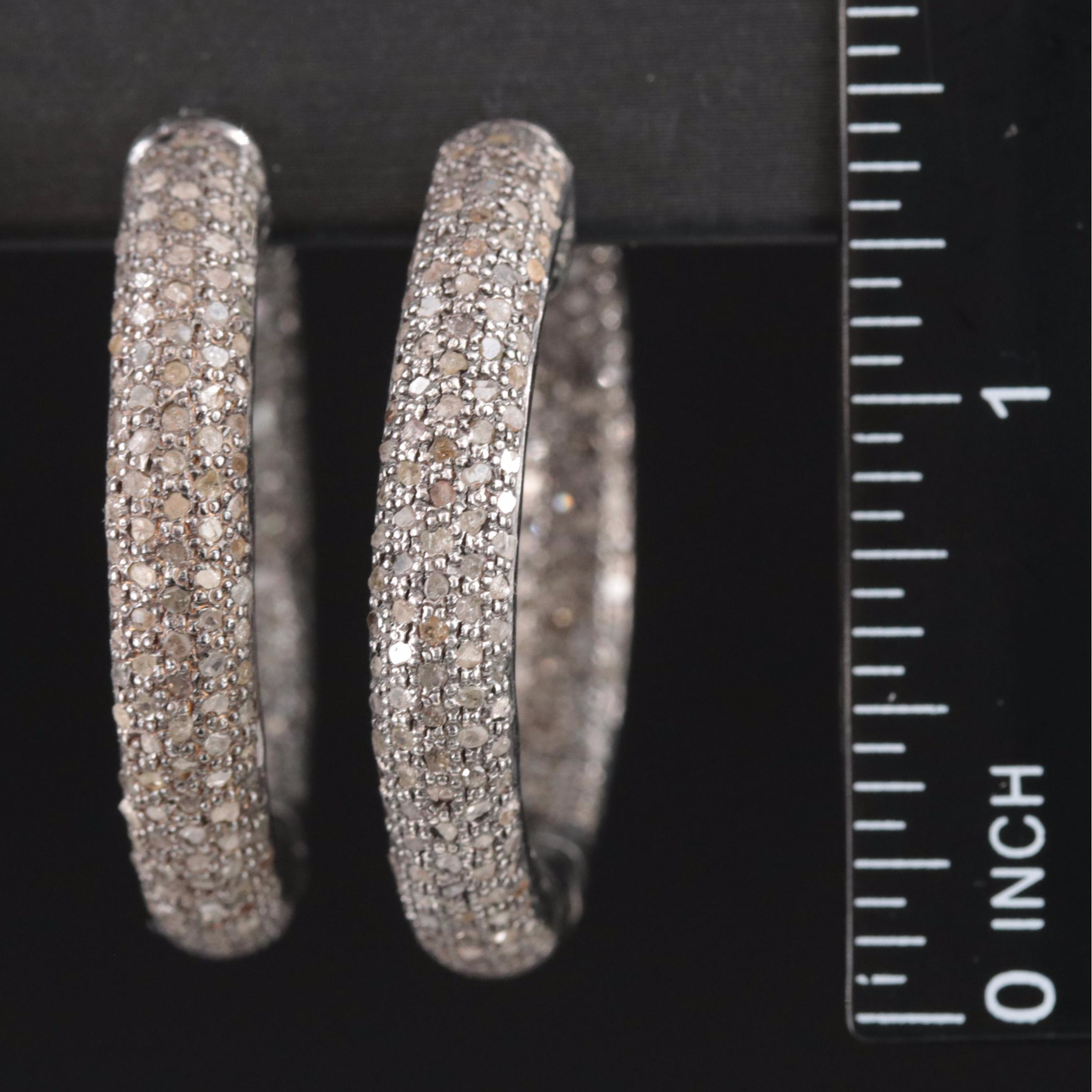 Sterling Diamond and Black Onyx Earrings