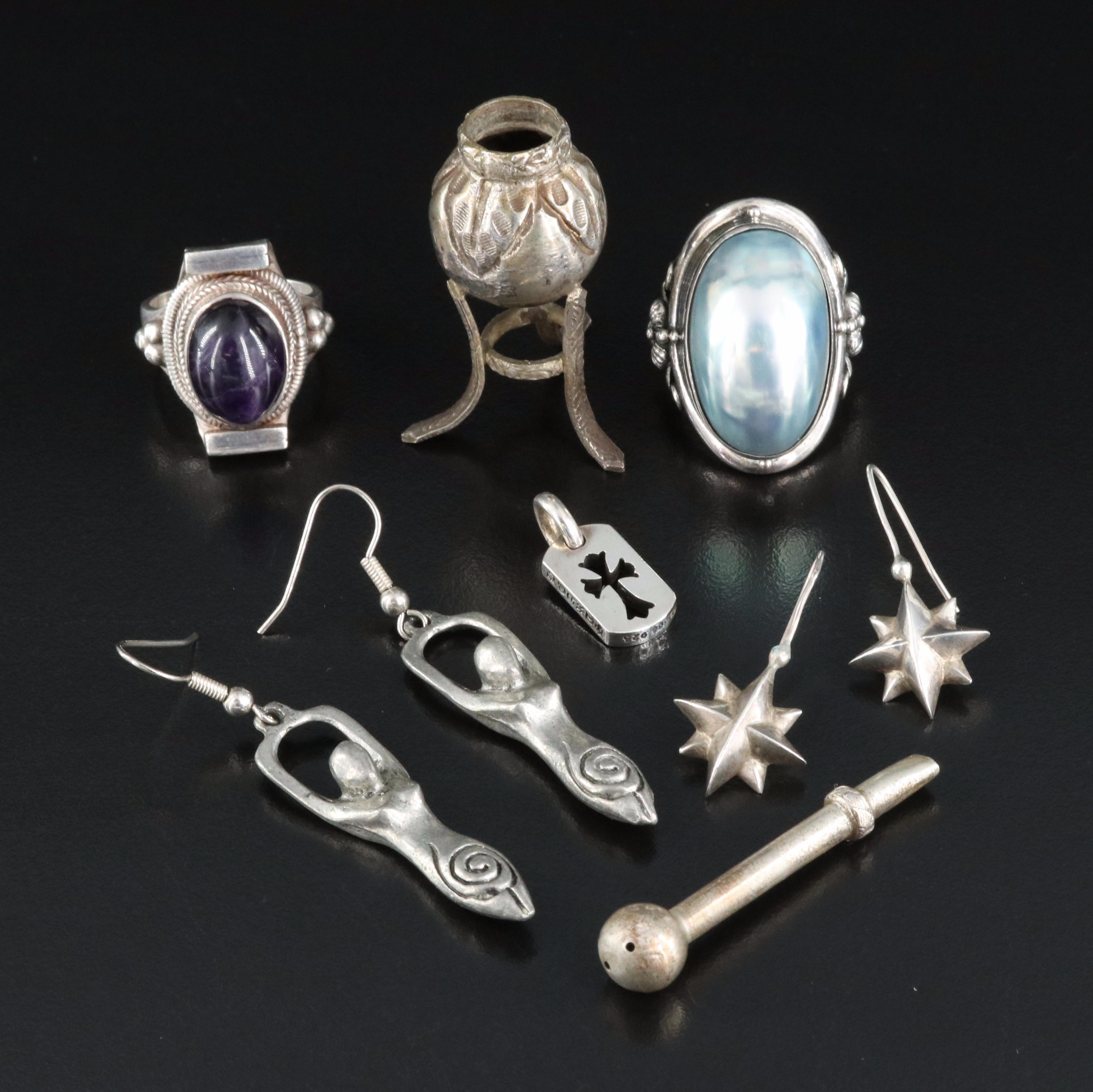 Sterling, 800 Silver and Amethyst Featured in Jewelry Collection