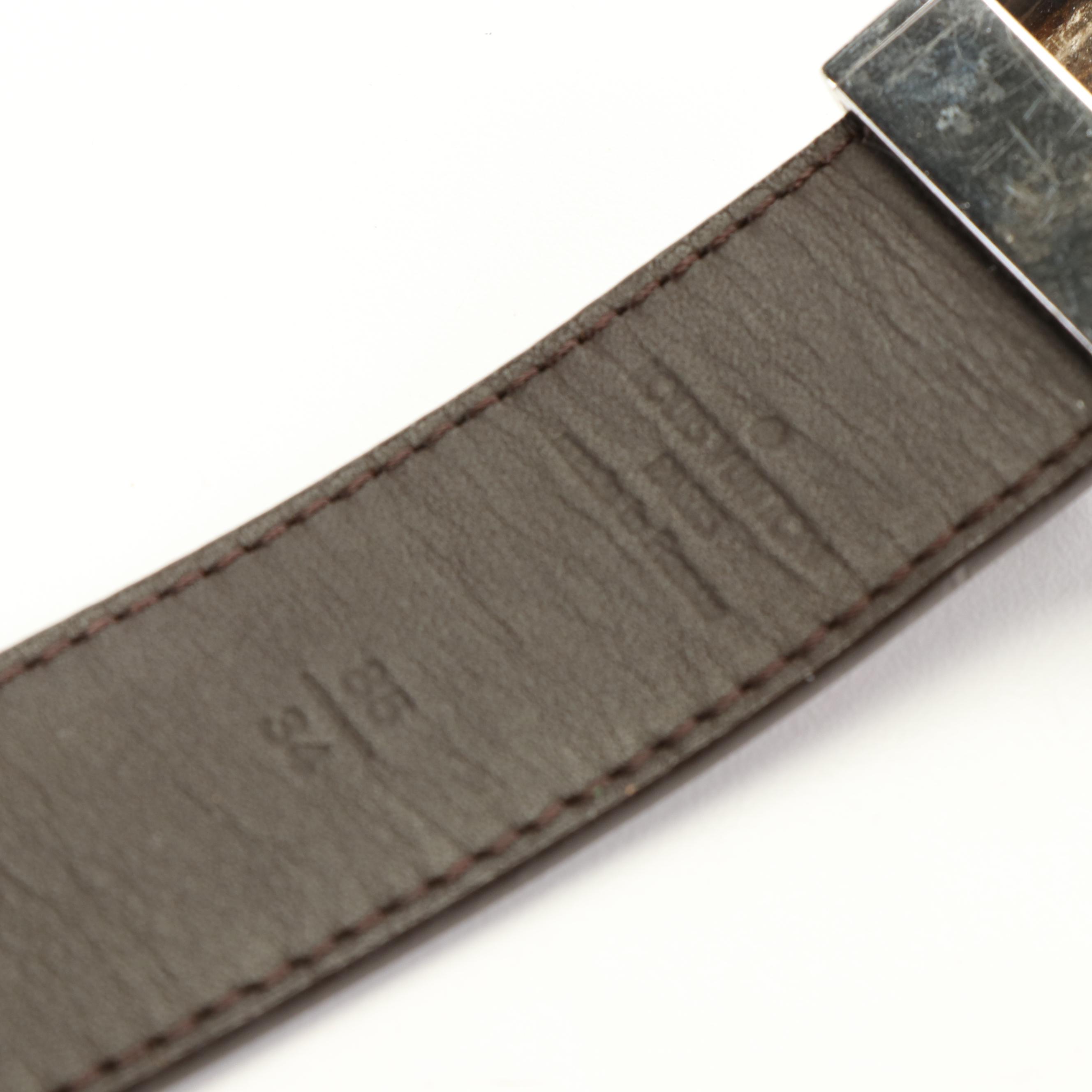 Louis Vuitton Leather and Damier Ebene Coated Canvas Belt
