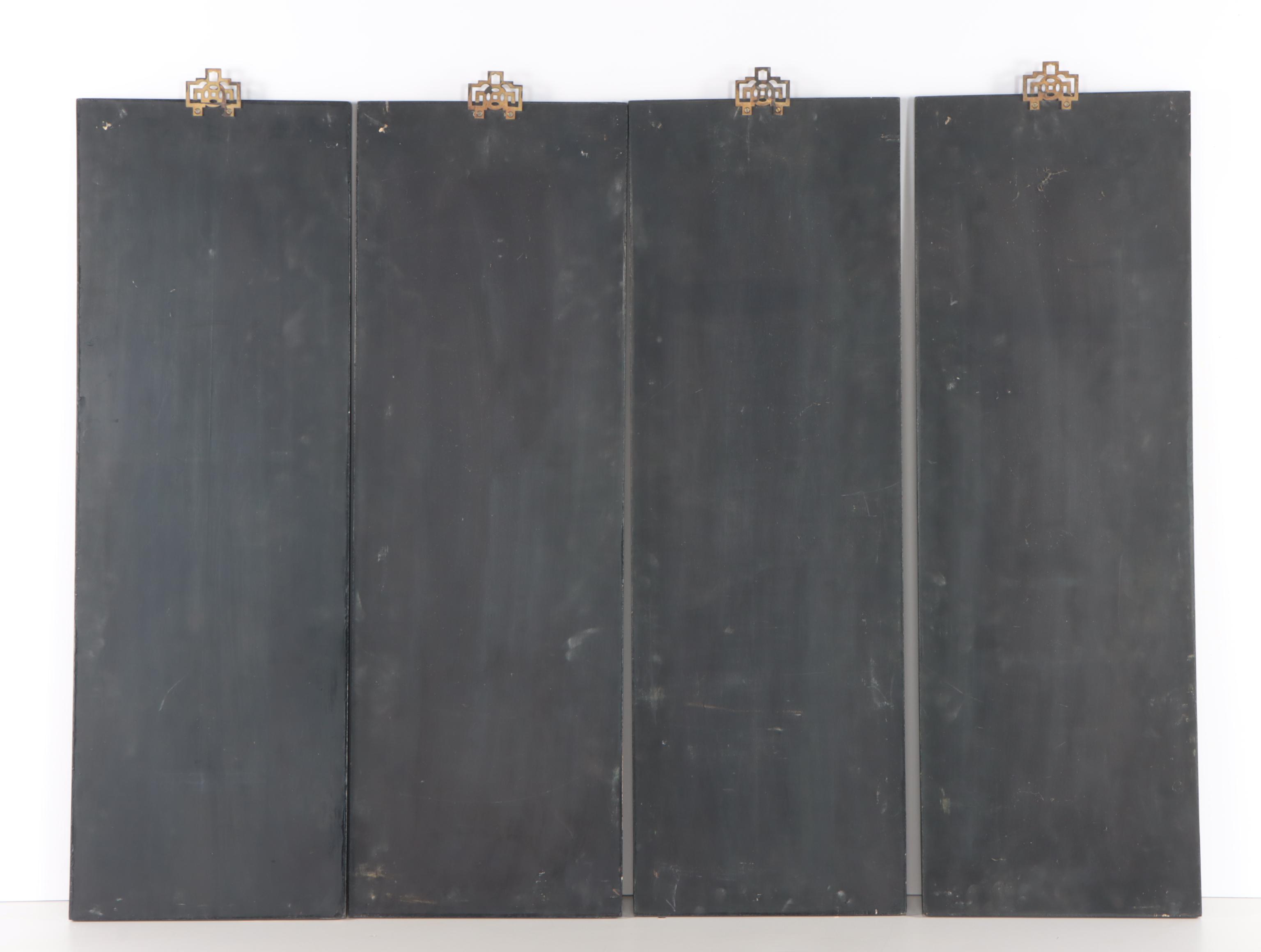 Mother of Pearl Inlaid Chinese Lacquered Wall Screen