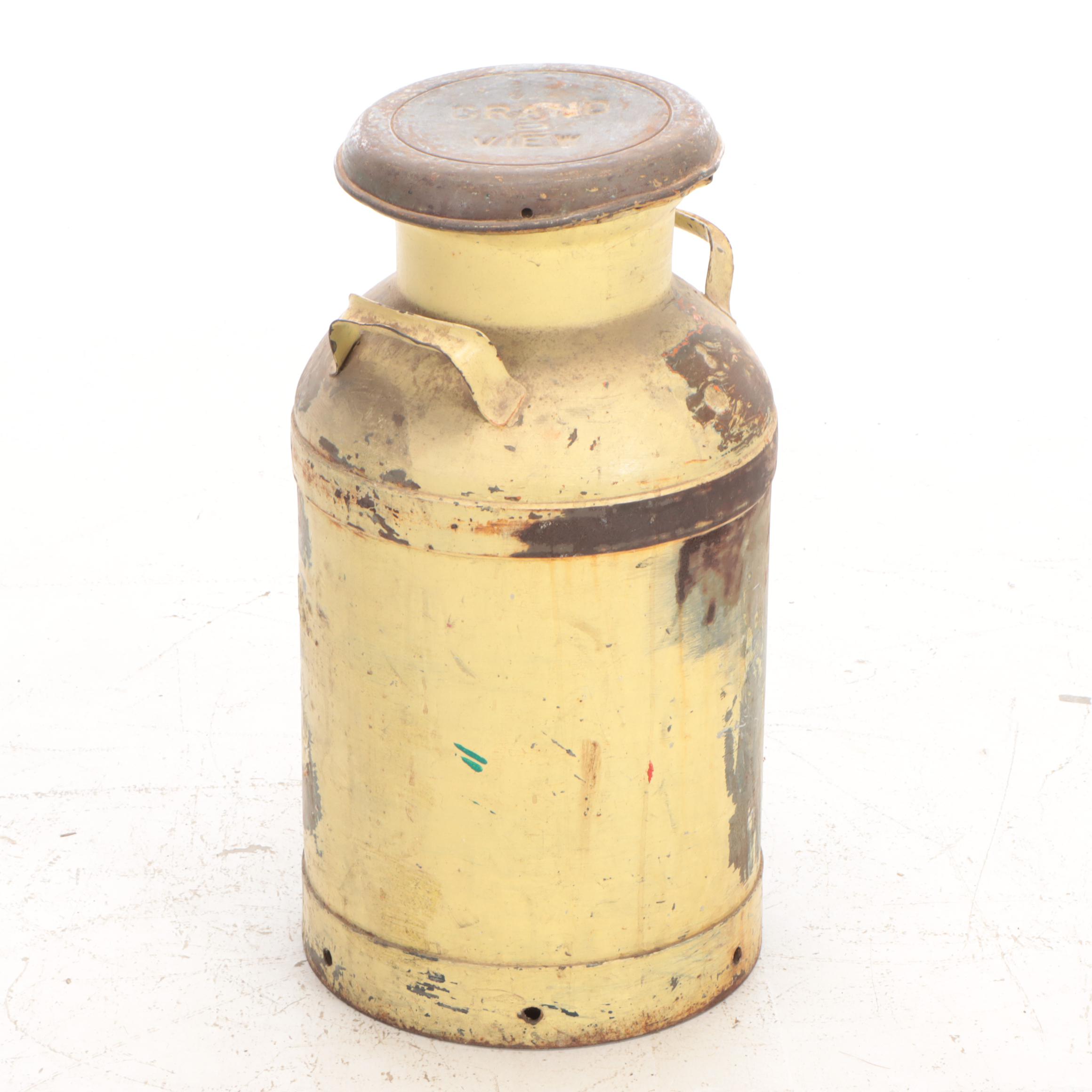 Grandview, Ohio Painted Metal Milk Pail, Early 20th Century