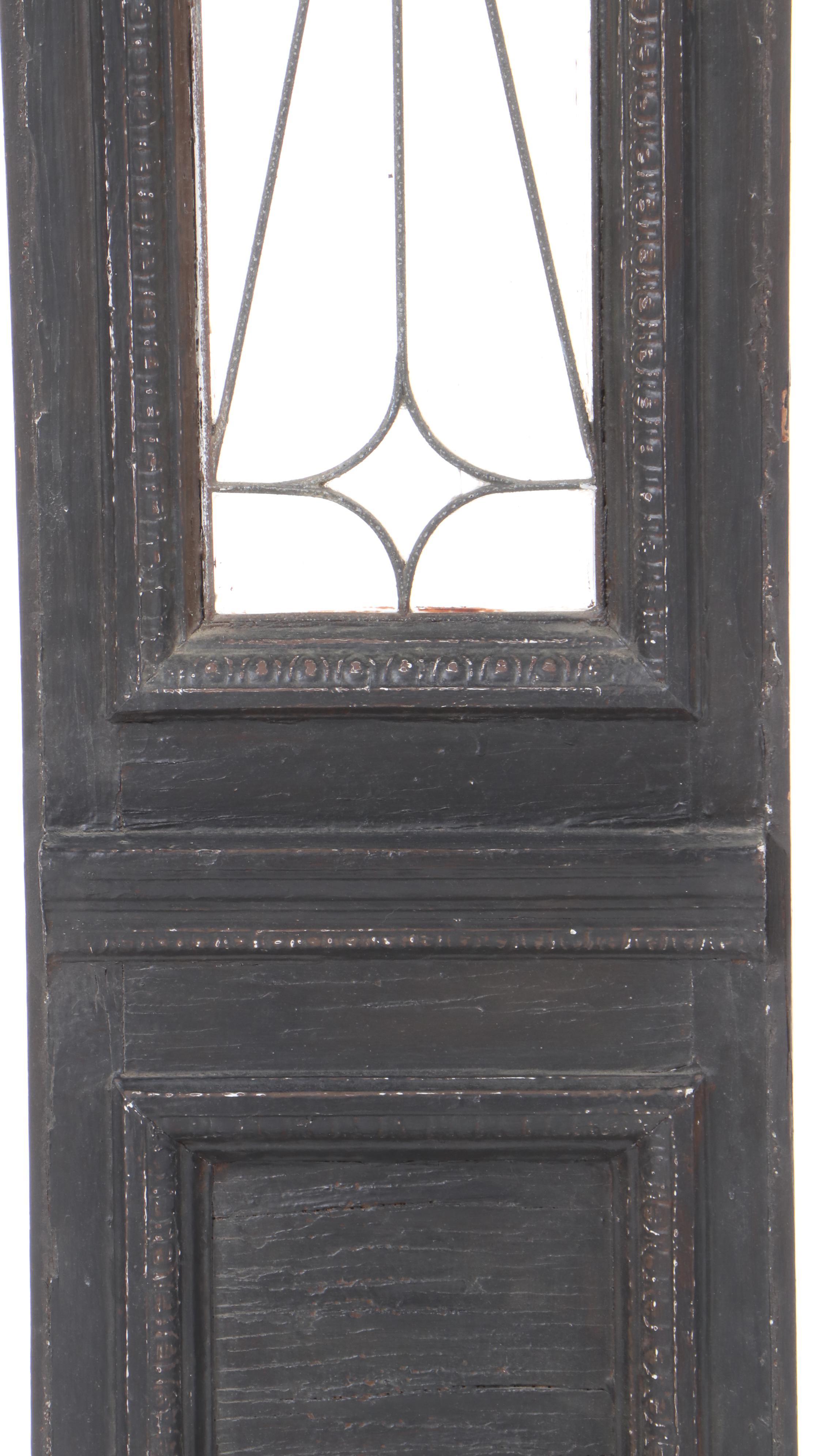 Architectural Salvage Front Door Side Panel With Stained Glass Pane