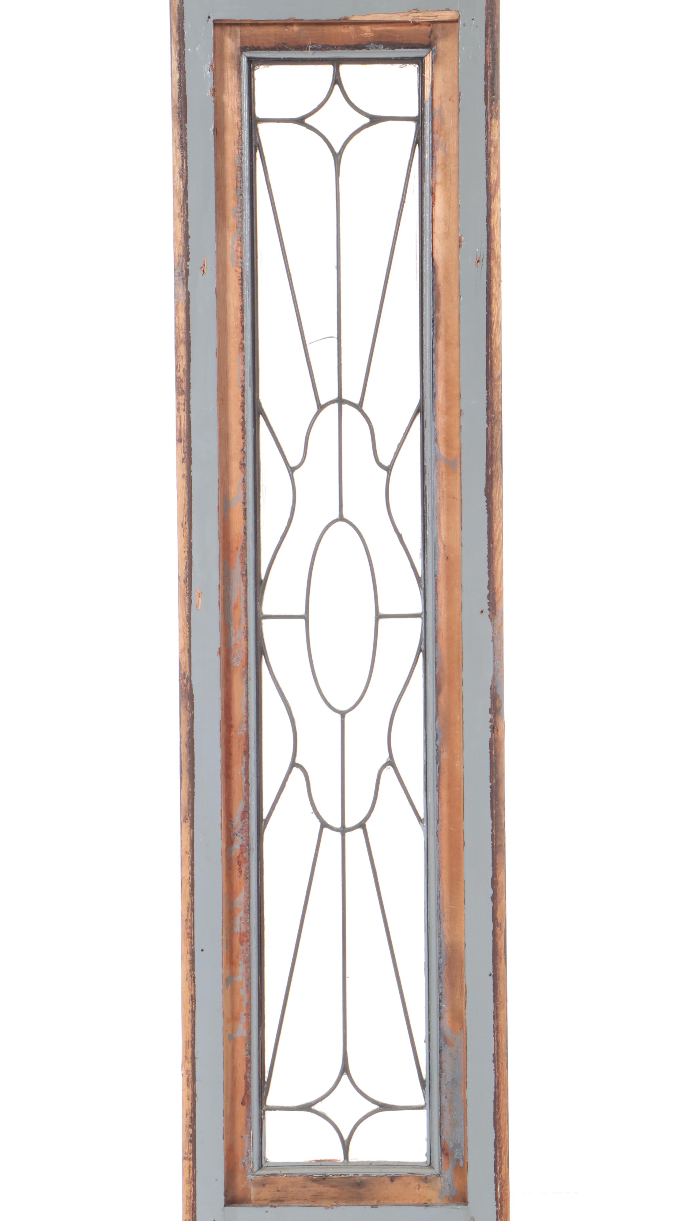 Architectural Salvage Front Door Side Panel With Stained Glass Pane