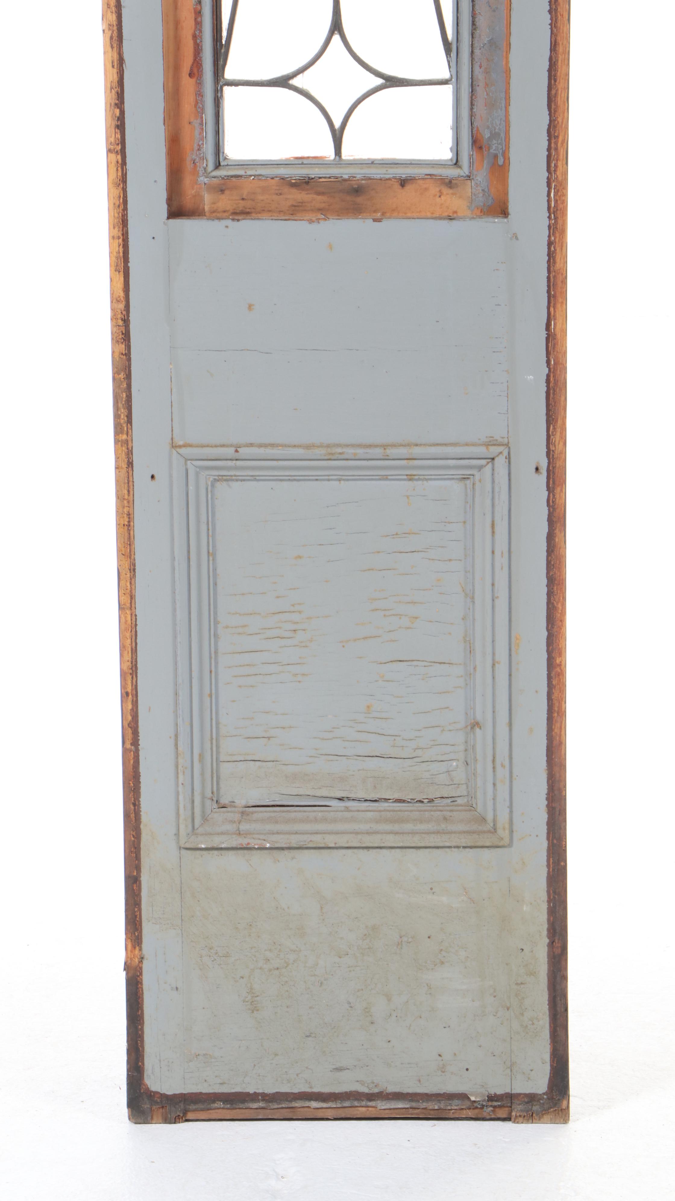 Architectural Salvage Front Door Side Panel With Stained Glass Pane