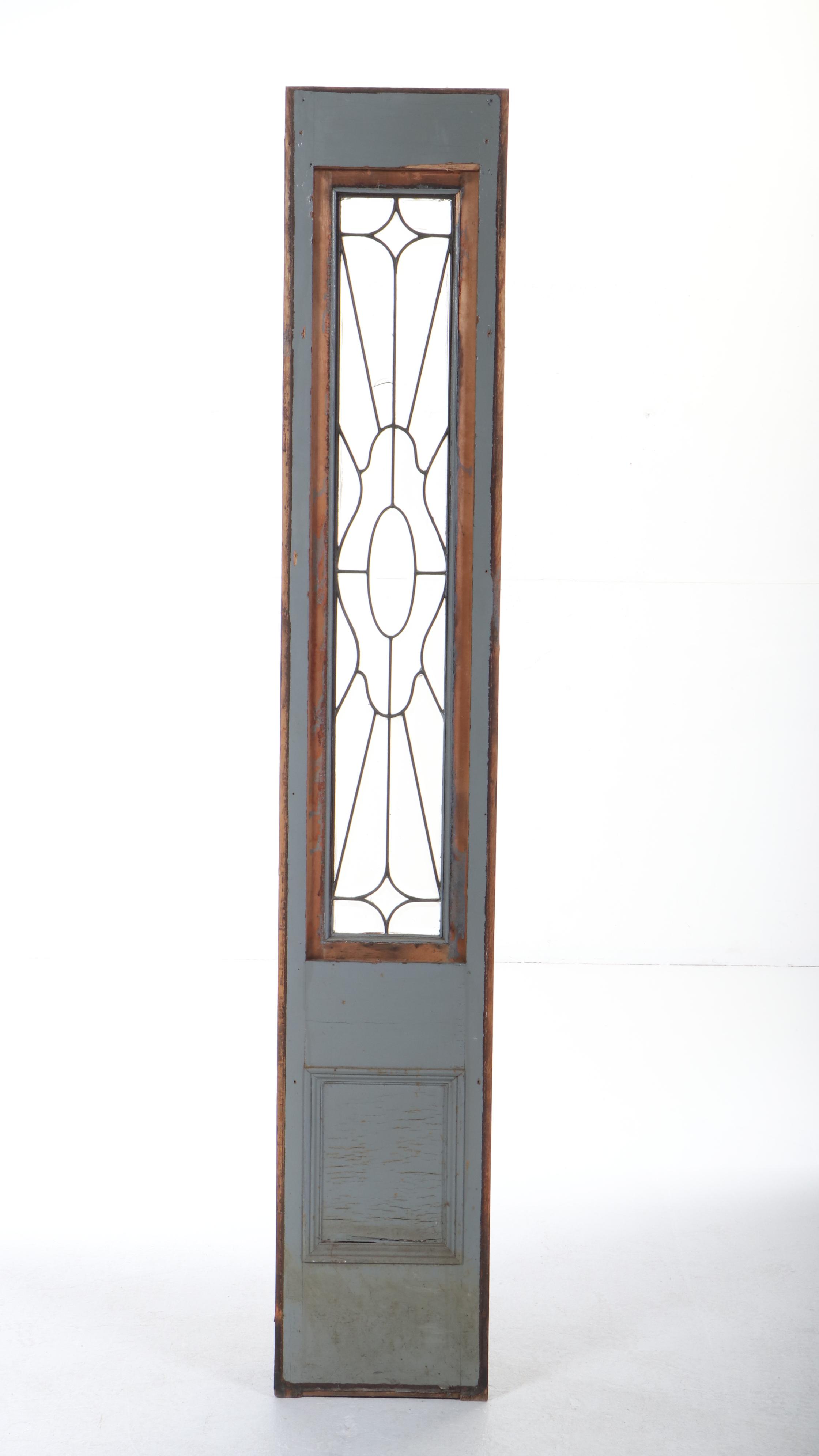 Architectural Salvage Front Door Side Panel With Stained Glass Pane