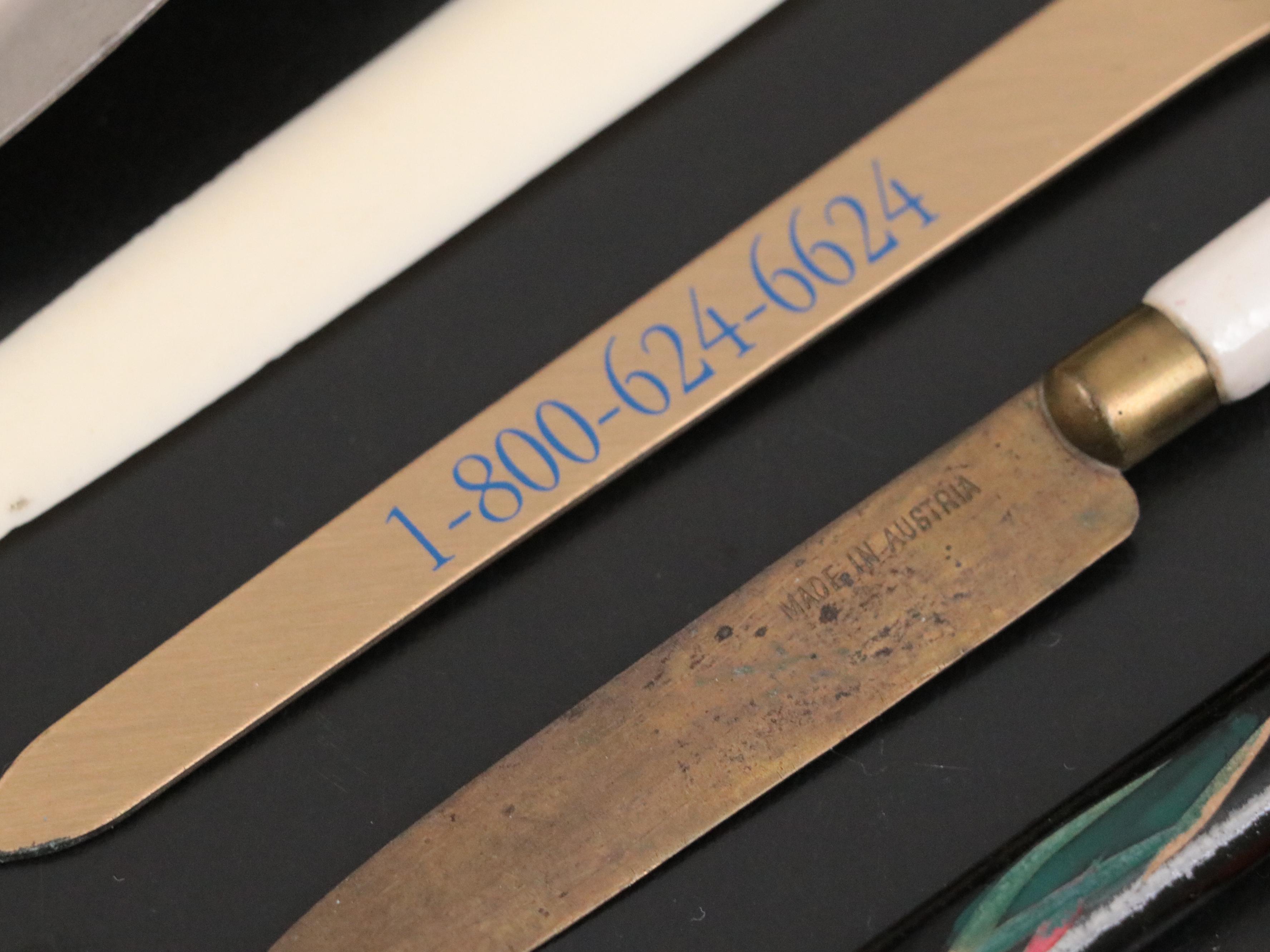 Sterling and Metal Shoe Horns With Assorted Novelty Letter Openers