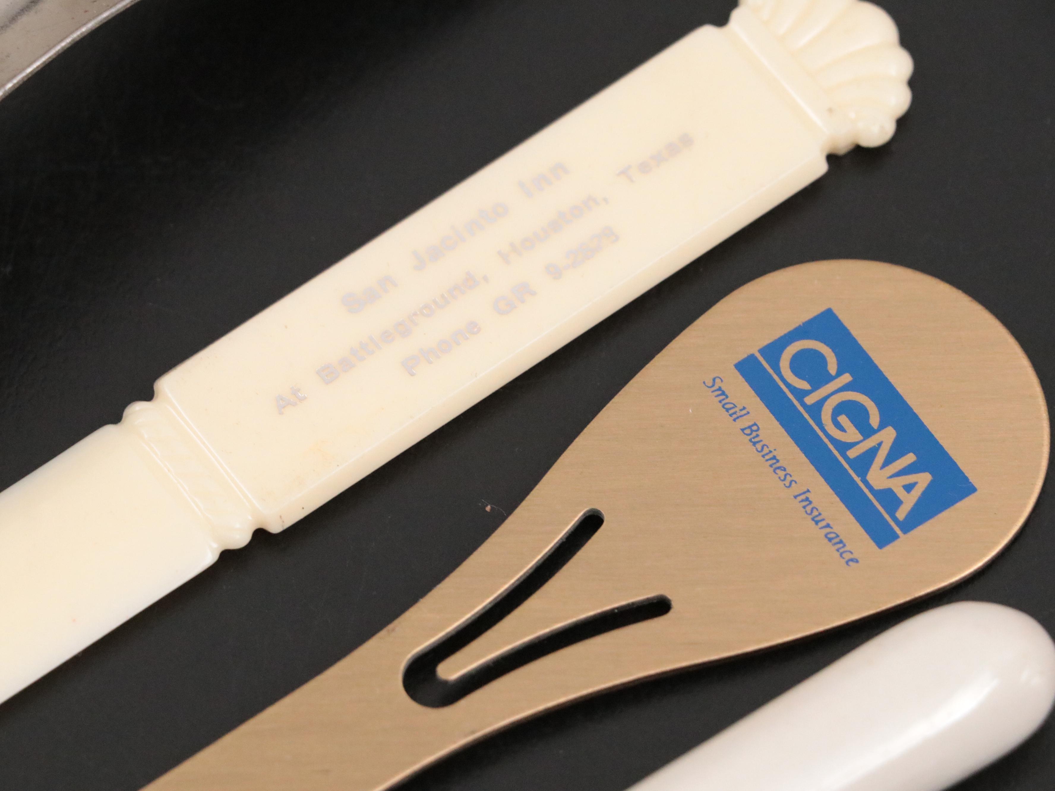 Sterling and Metal Shoe Horns With Assorted Novelty Letter Openers