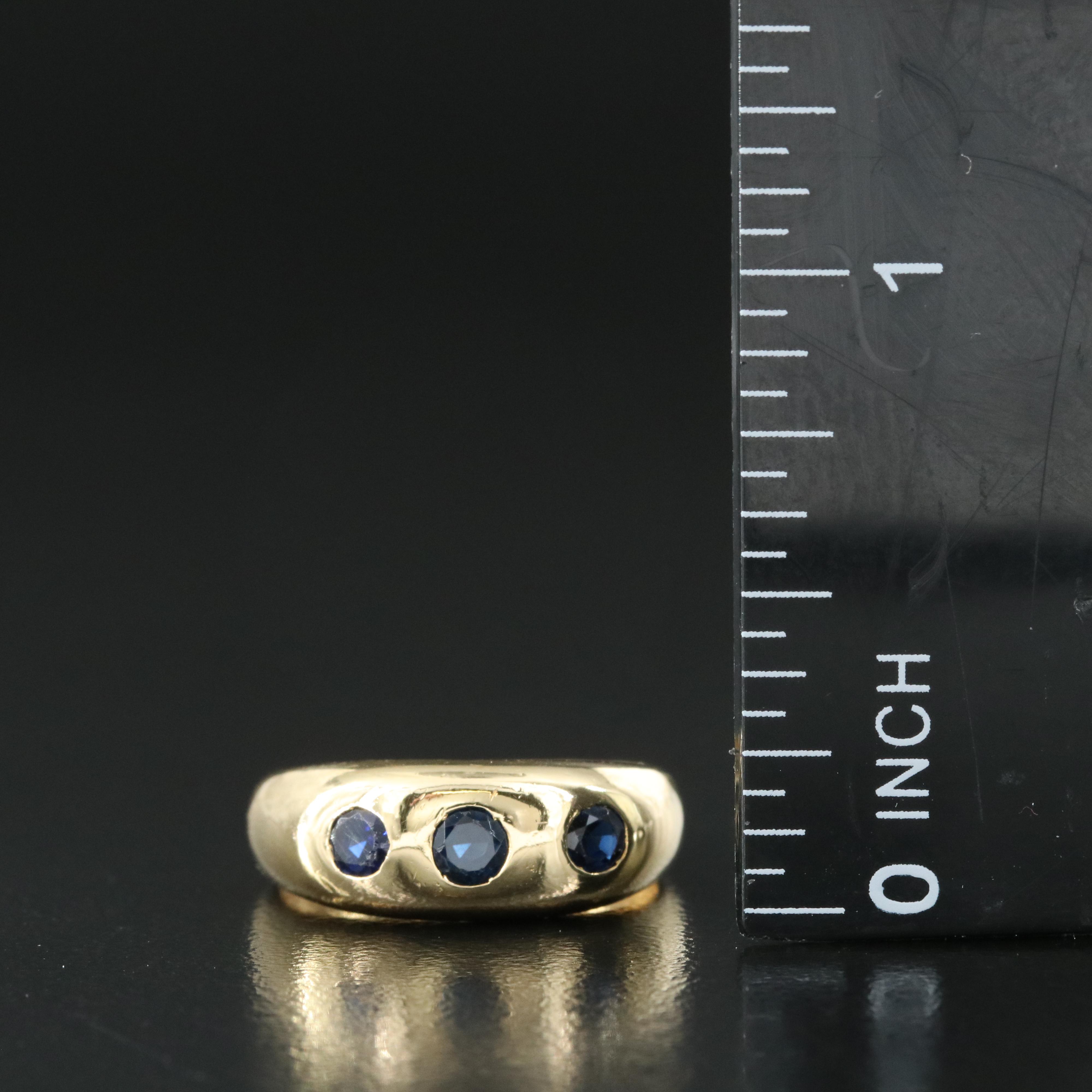 18K Flush Set Sapphire Ring