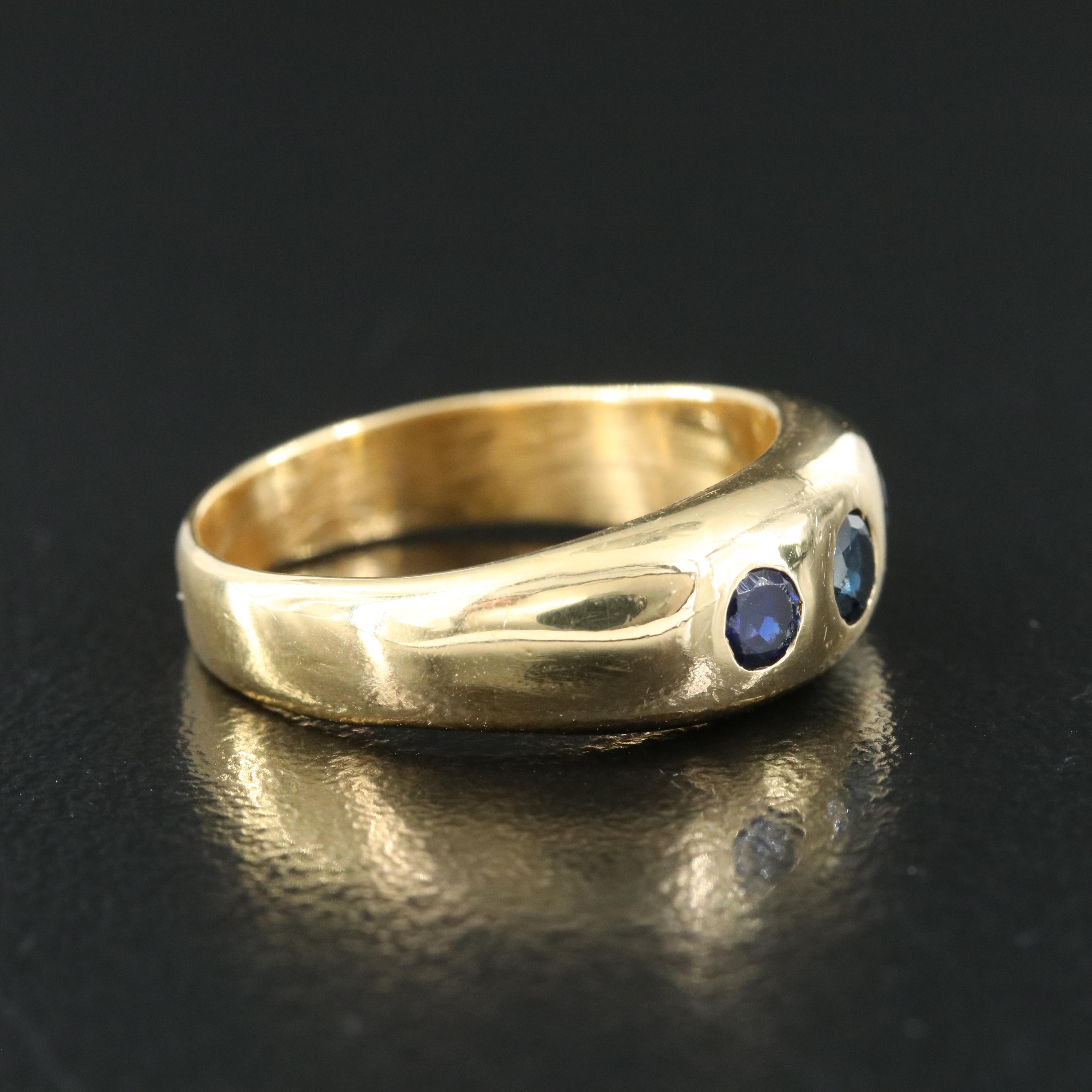 18K Flush Set Sapphire Ring